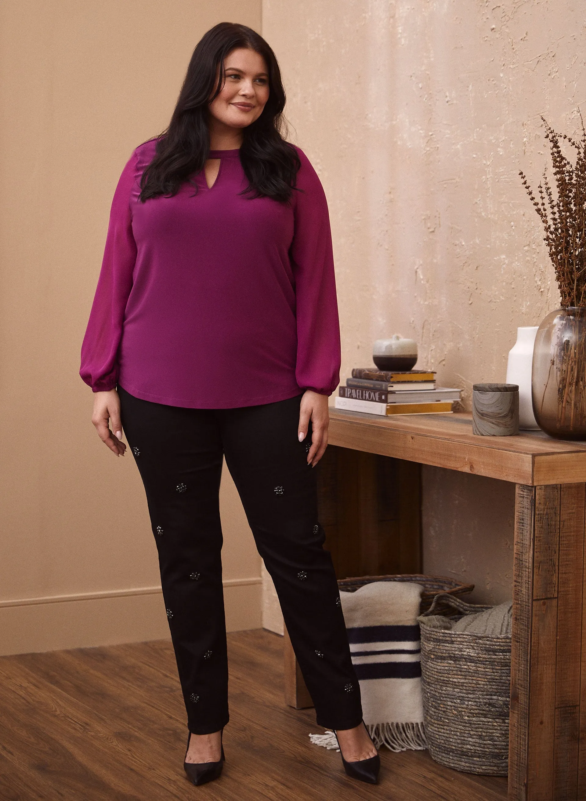 Keyhole Detail Long Sleeve Top sold by Laura product image thumbnail 3