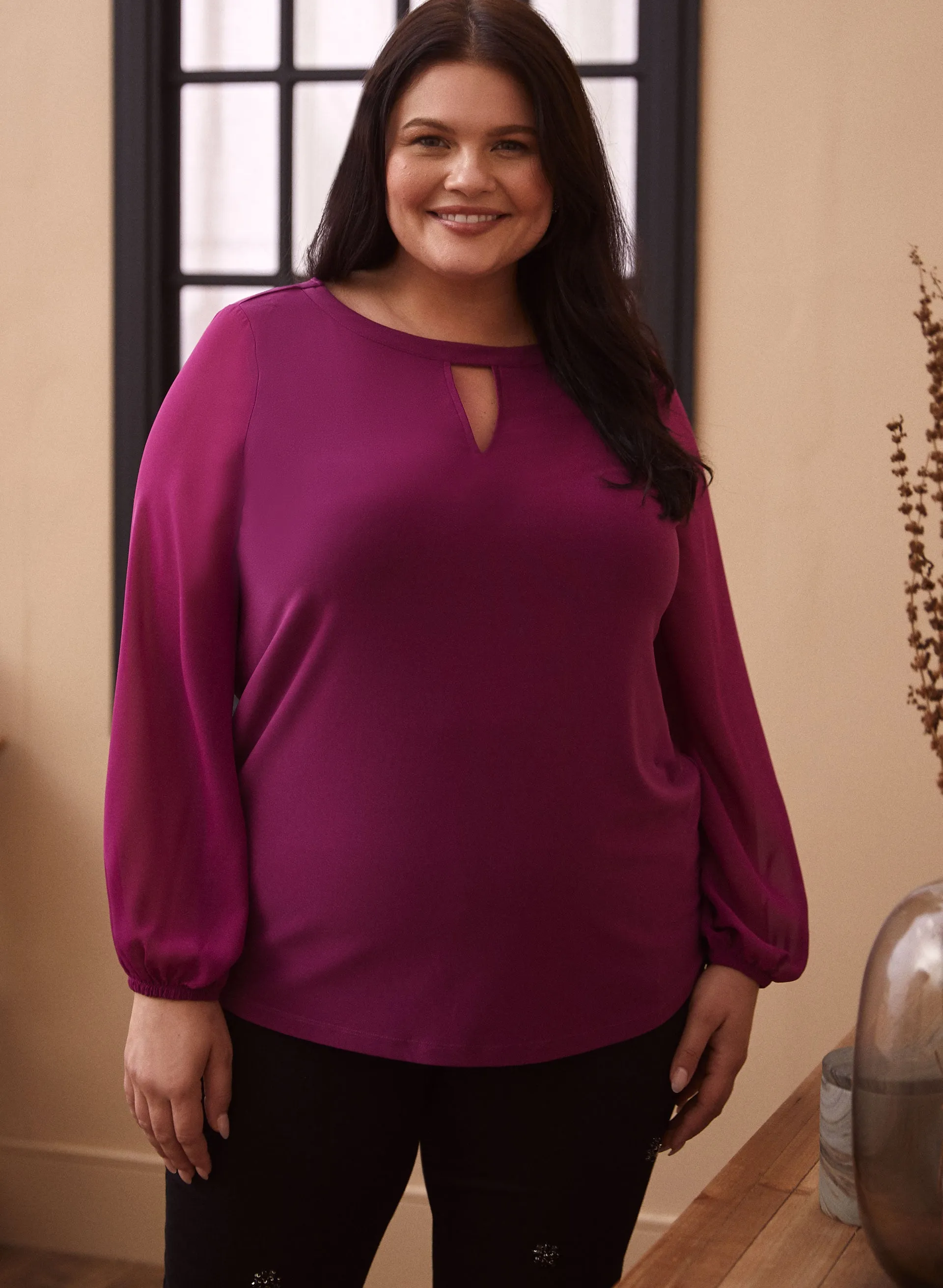 Keyhole Detail Long Sleeve Top sold by Laura