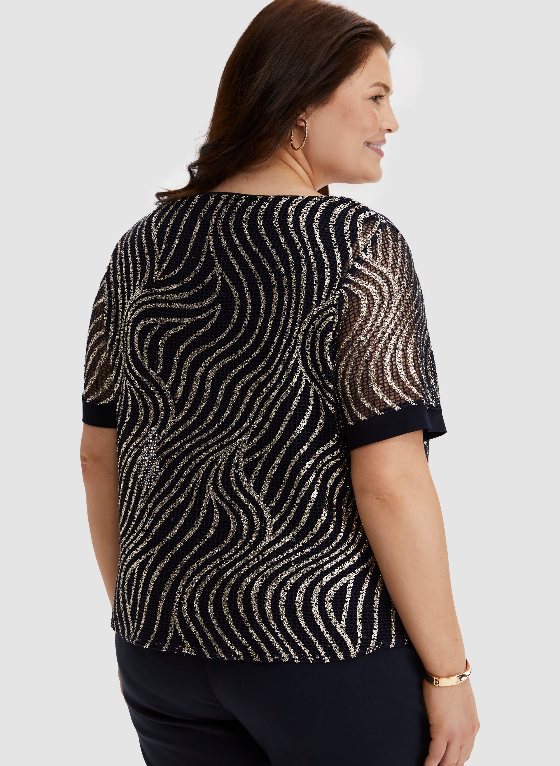 Foil Stripe Print Crochet Top sold by Laura product image thumbnail 2