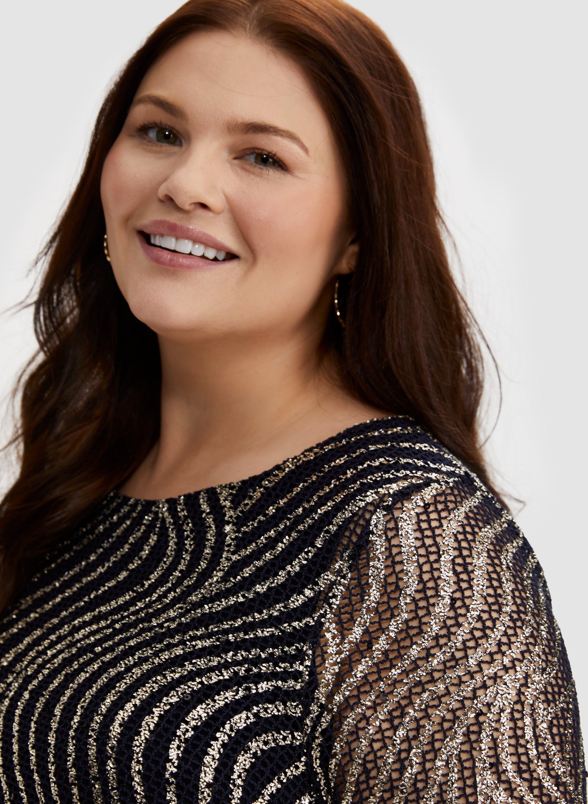 Foil Stripe Print Crochet Top sold by Laura product image thumbnail 3