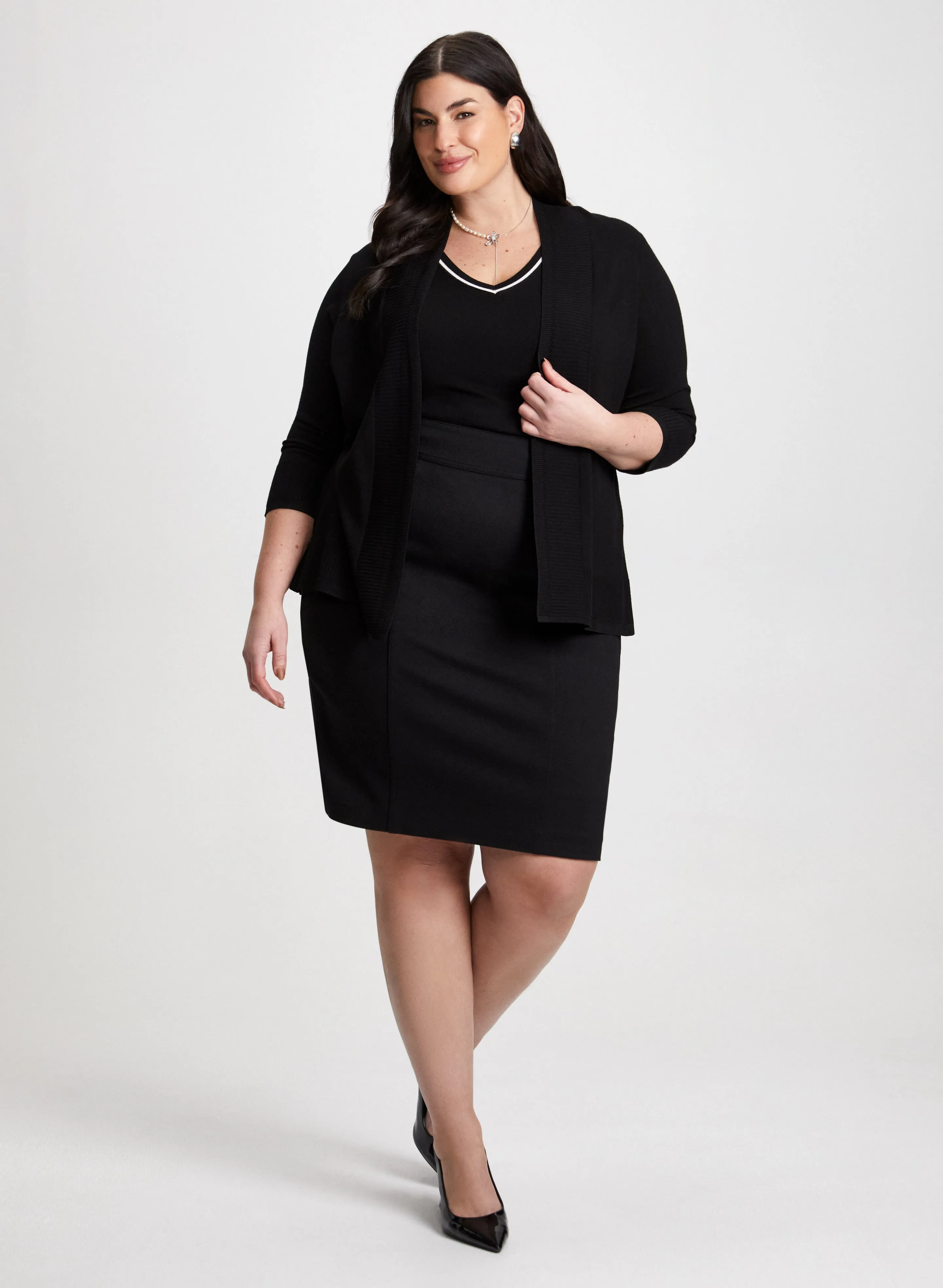 Open Front Knit Cardigan & Pencil Skirt sold by Laura