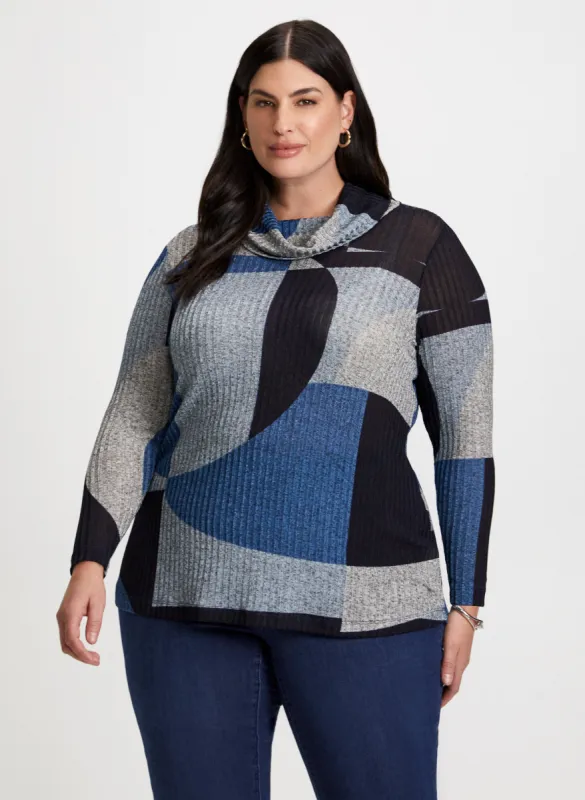 Cowl Neck Geometric Print Top sold by Laura