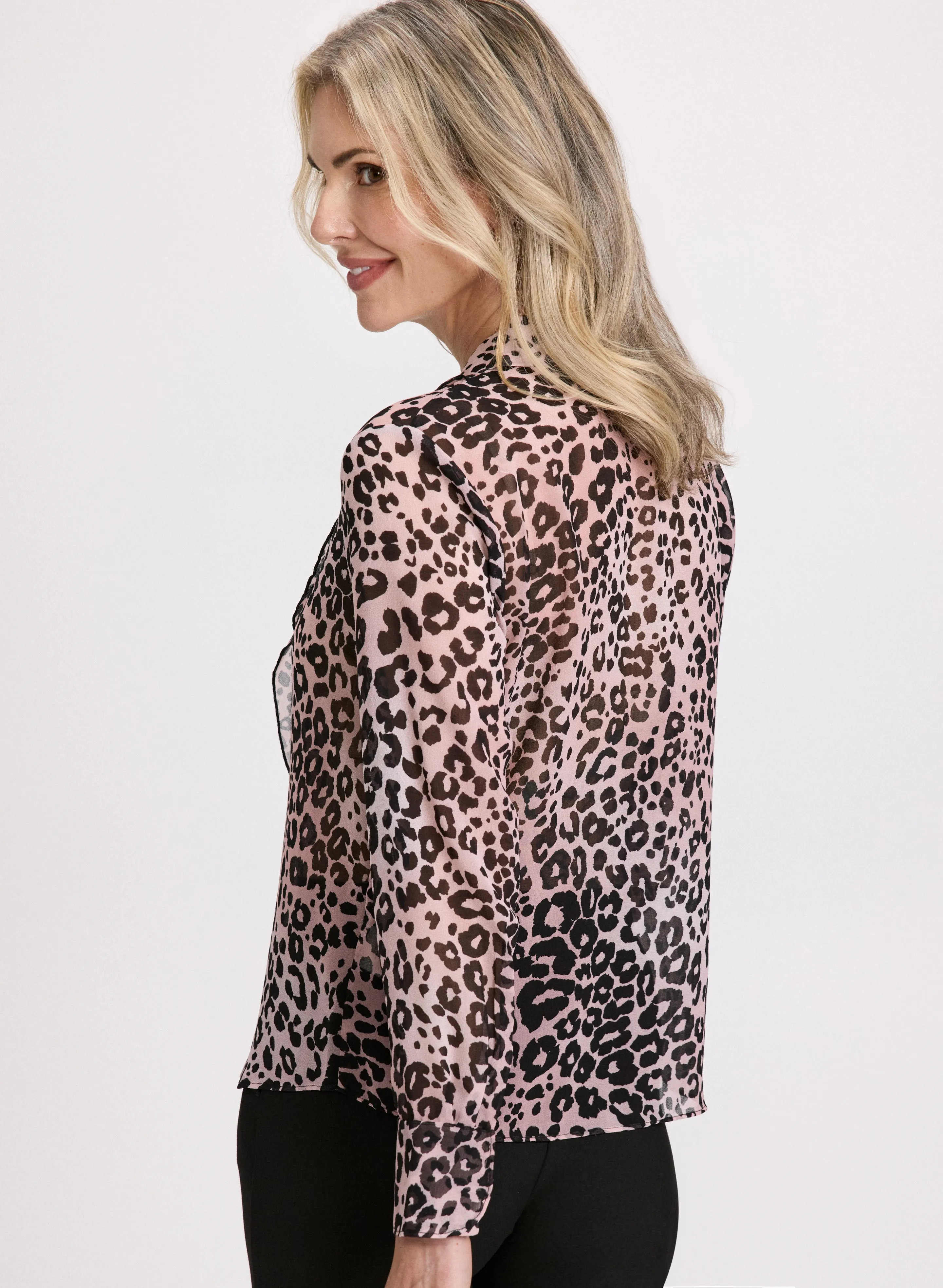 Animal Print Ruffle Front Blouse sold by Laura product image thumbnail 2