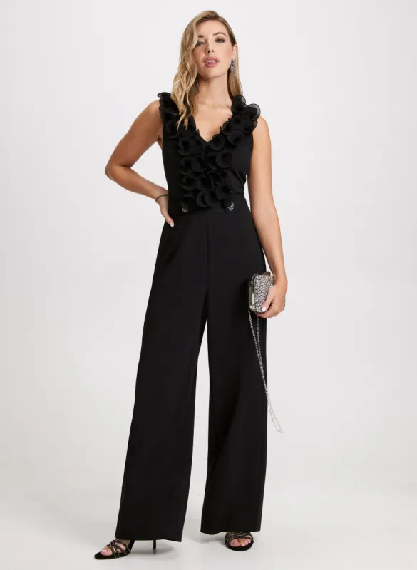 V-Neck Ruffle Detail Jumpsuit sold by Laura