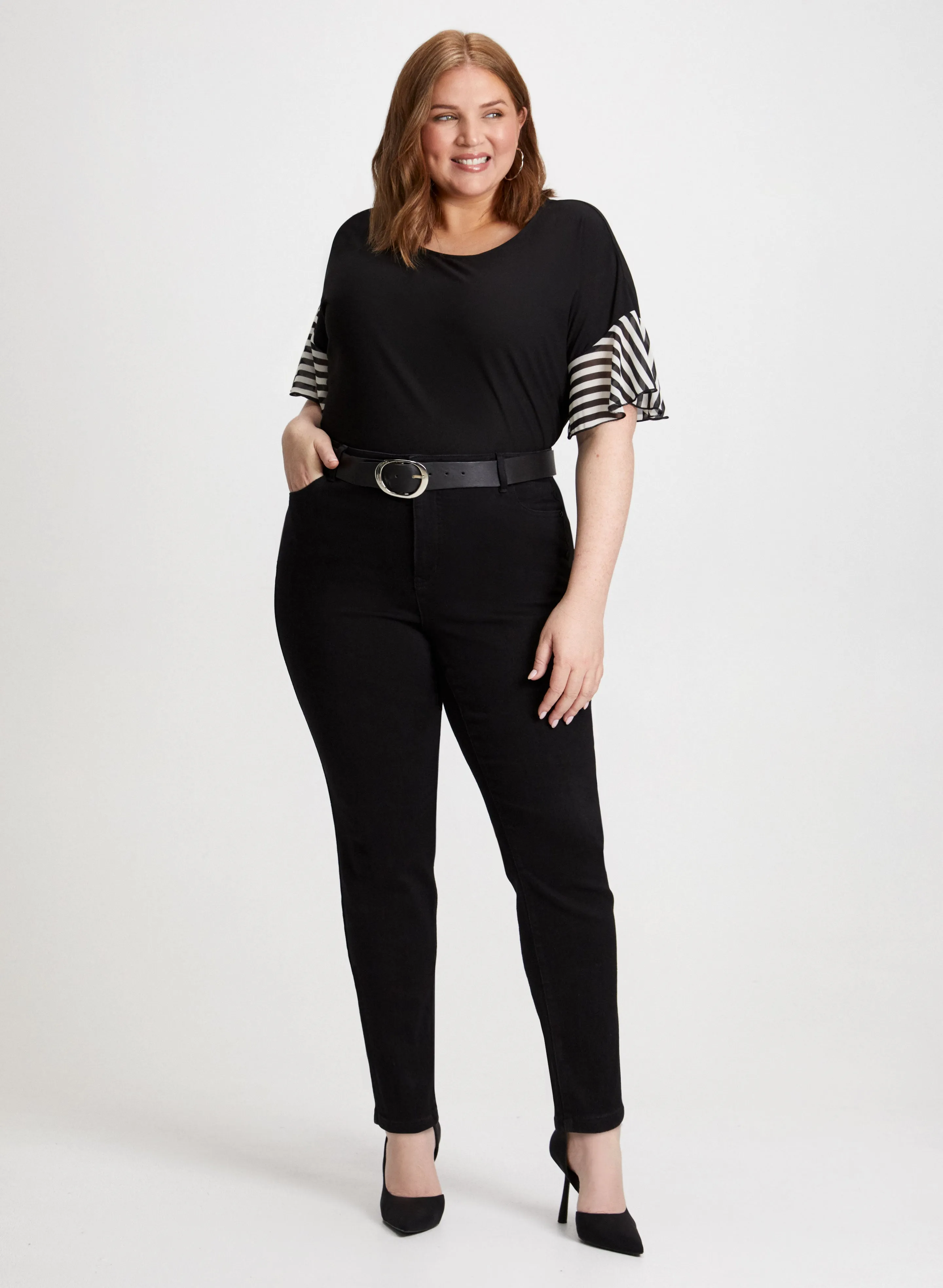 Striped Ruffle Sleeve Top sold by Laura product image thumbnail 3