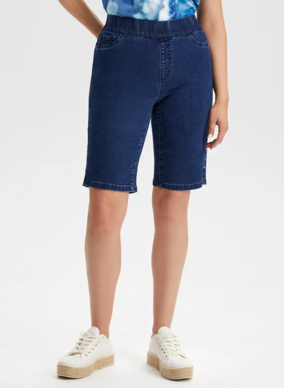 Pull-On Denim Bermuda Shorts sold by Laura