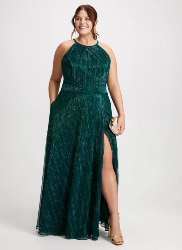 Metallic Halter Neck Dress sold by Laura