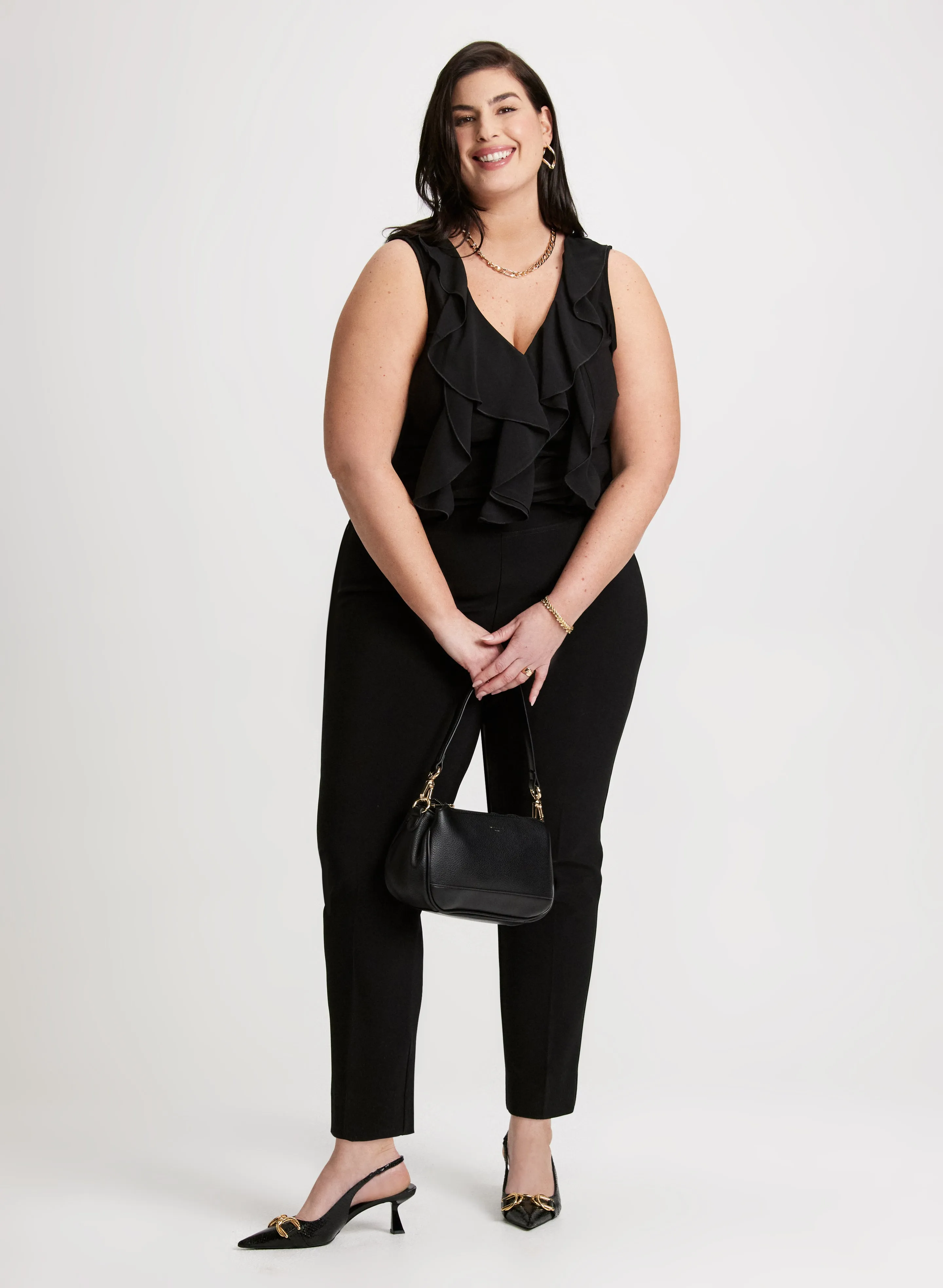 Ruffled Sleeveless Top & Pull-On Slim Leg Pants sold by Laura