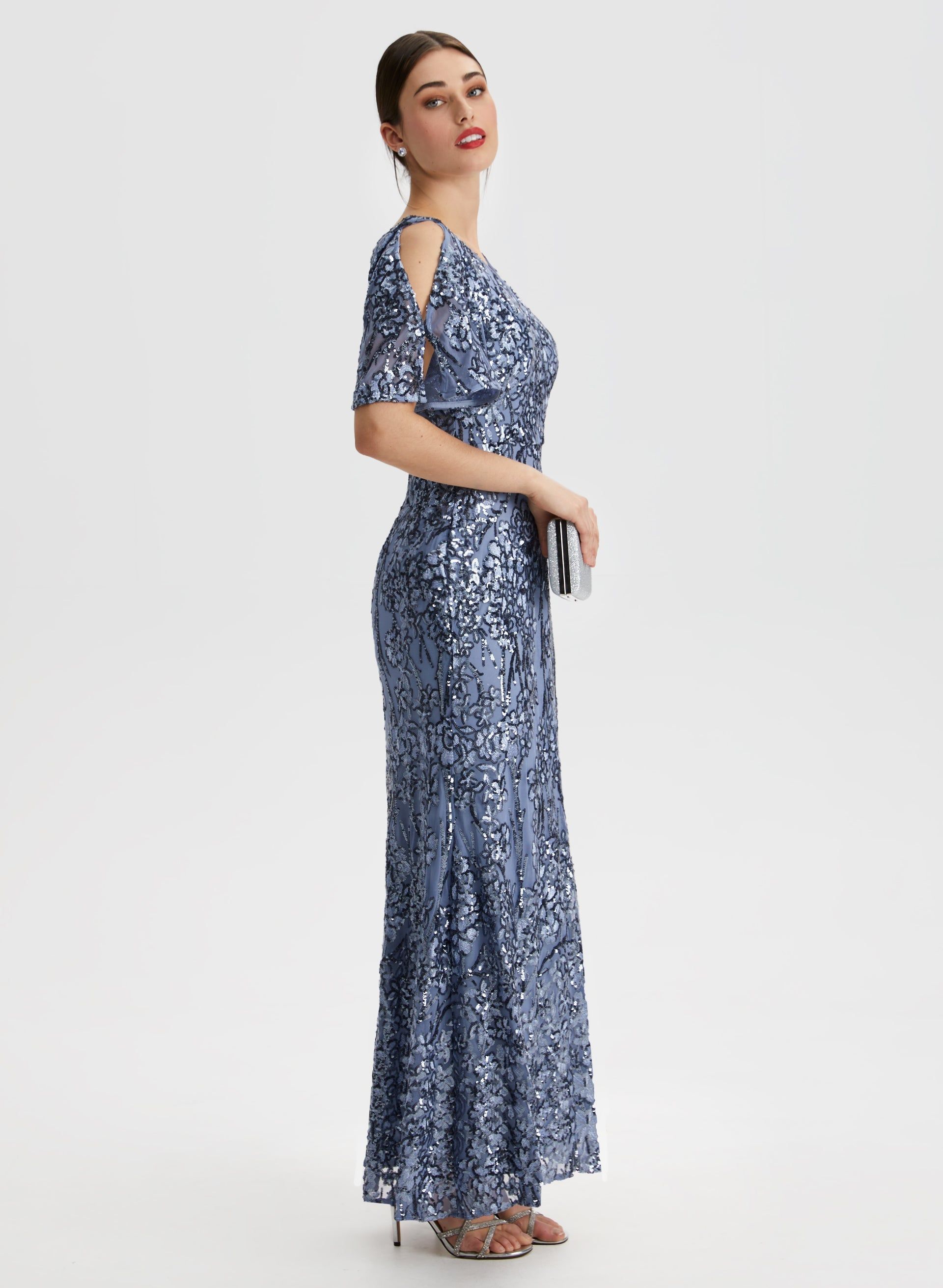 Sequined Floral Motif Dress sold by Laura product image thumbnail 3