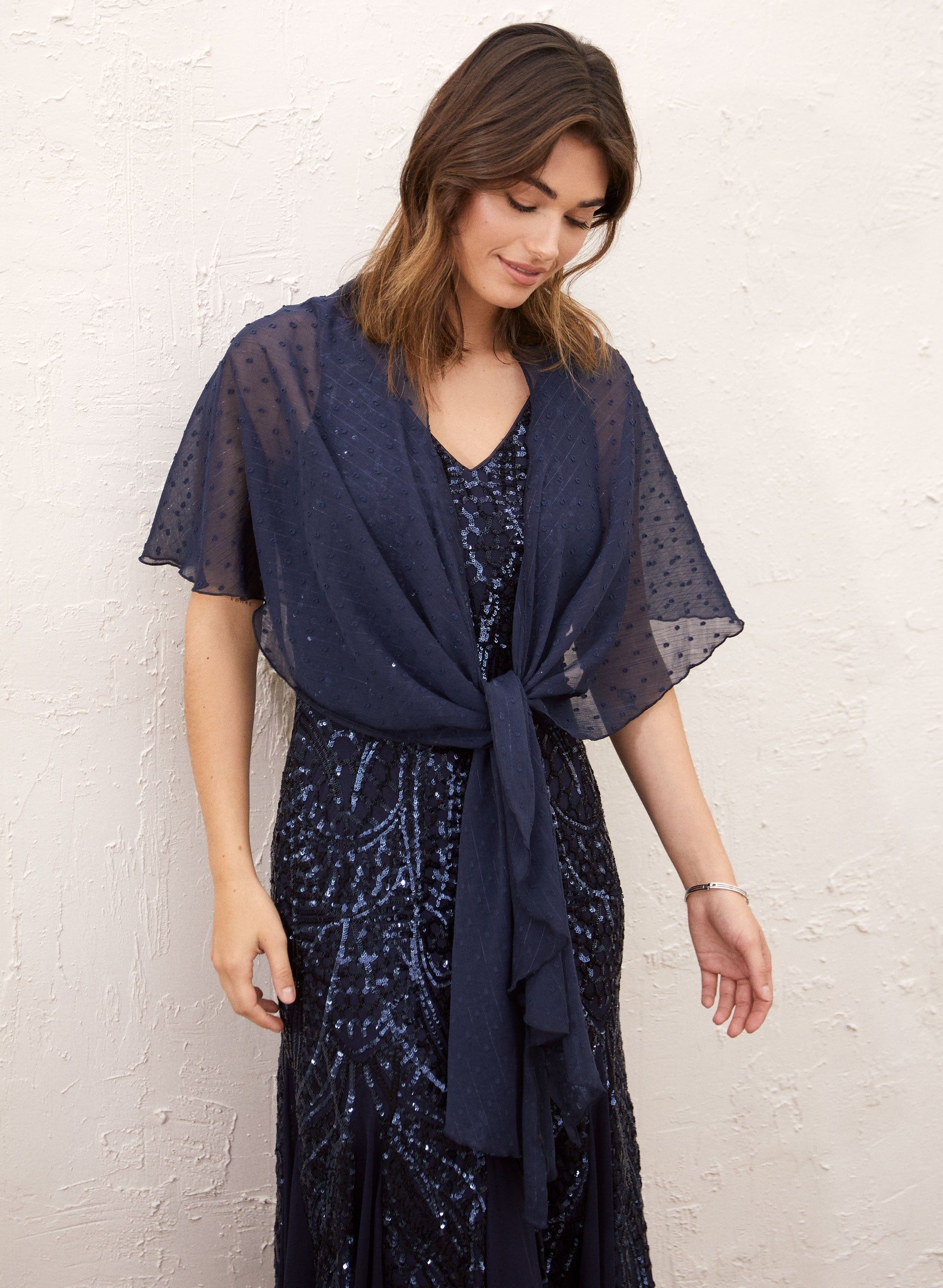 Polka Dot Detail Shawl sold by Laura