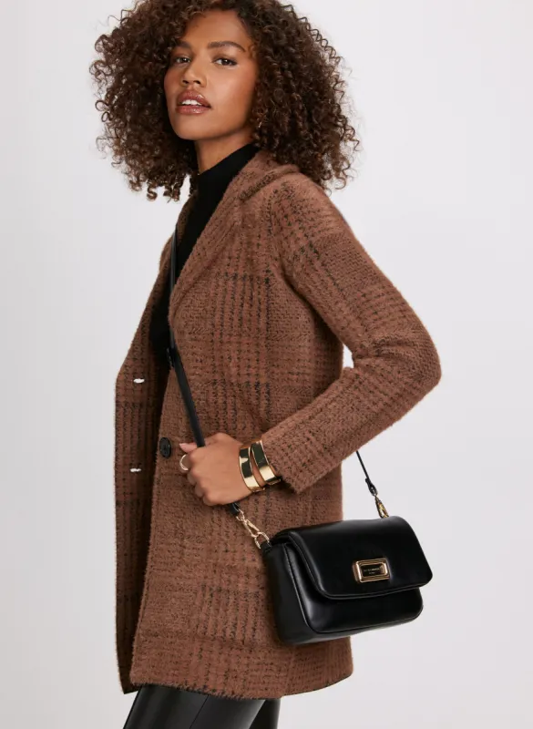 Button-Up Plaid Print Coatigan sold by Laura