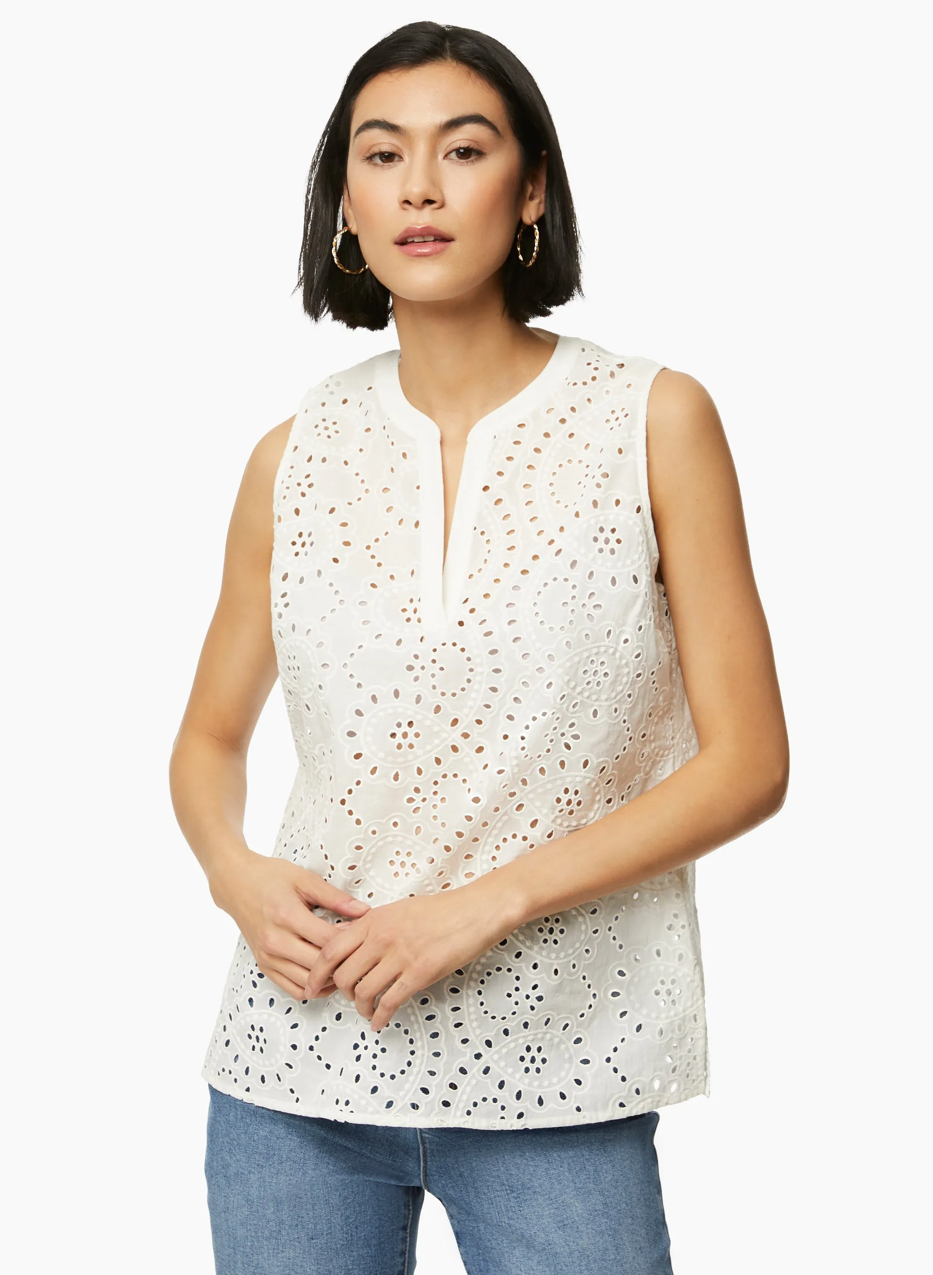 Sleeveless Eyelet Blouse sold by Laura