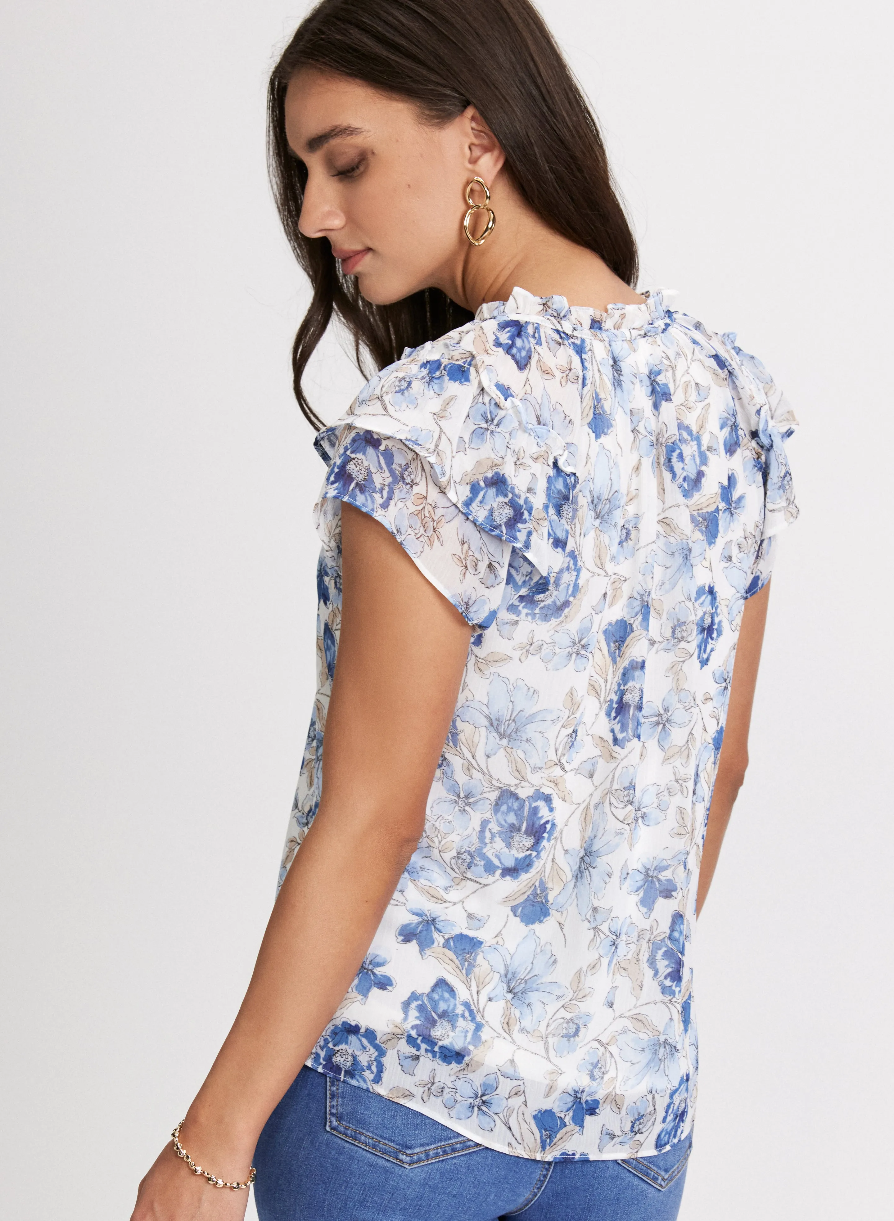 Floral Flutter Sleeve Top sold by Laura product image thumbnail 4