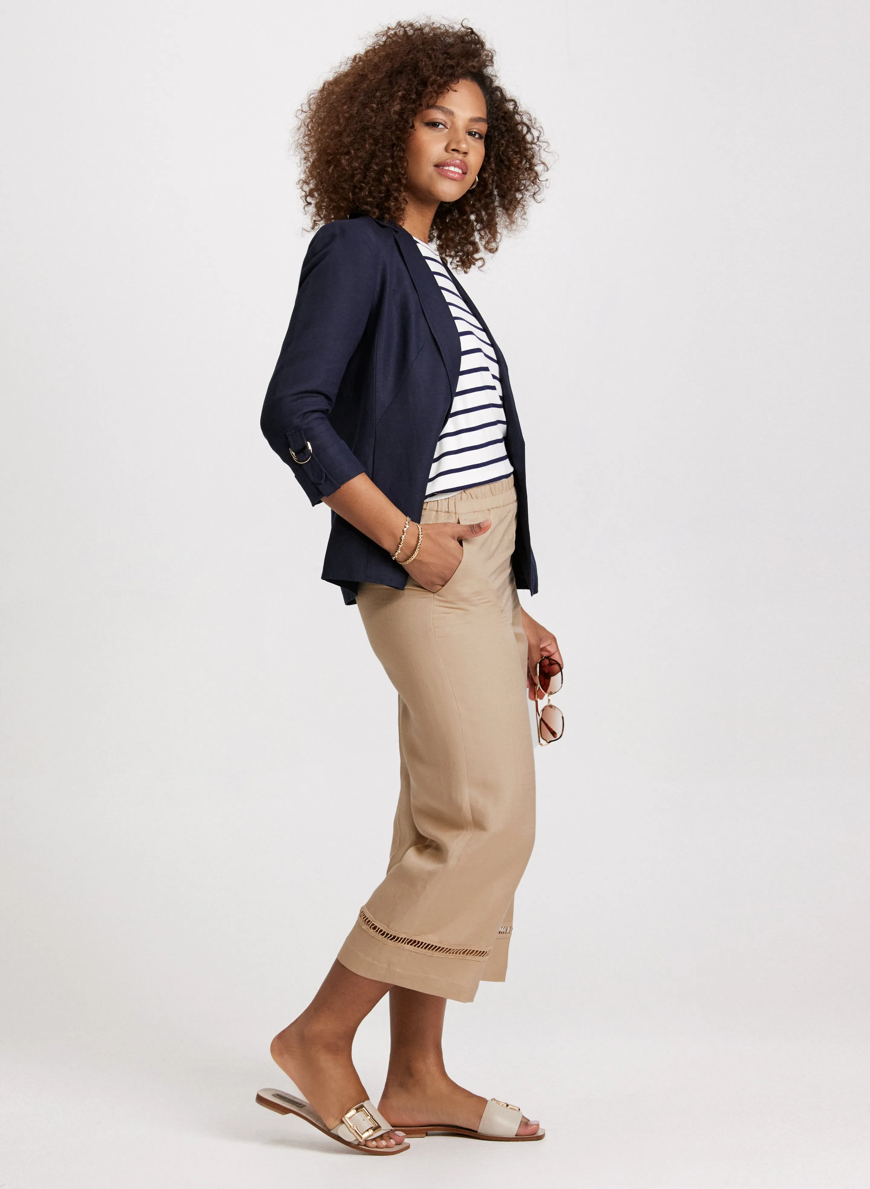 Wide Leg Linen-Blend Capris sold by Laura product image thumbnail 4