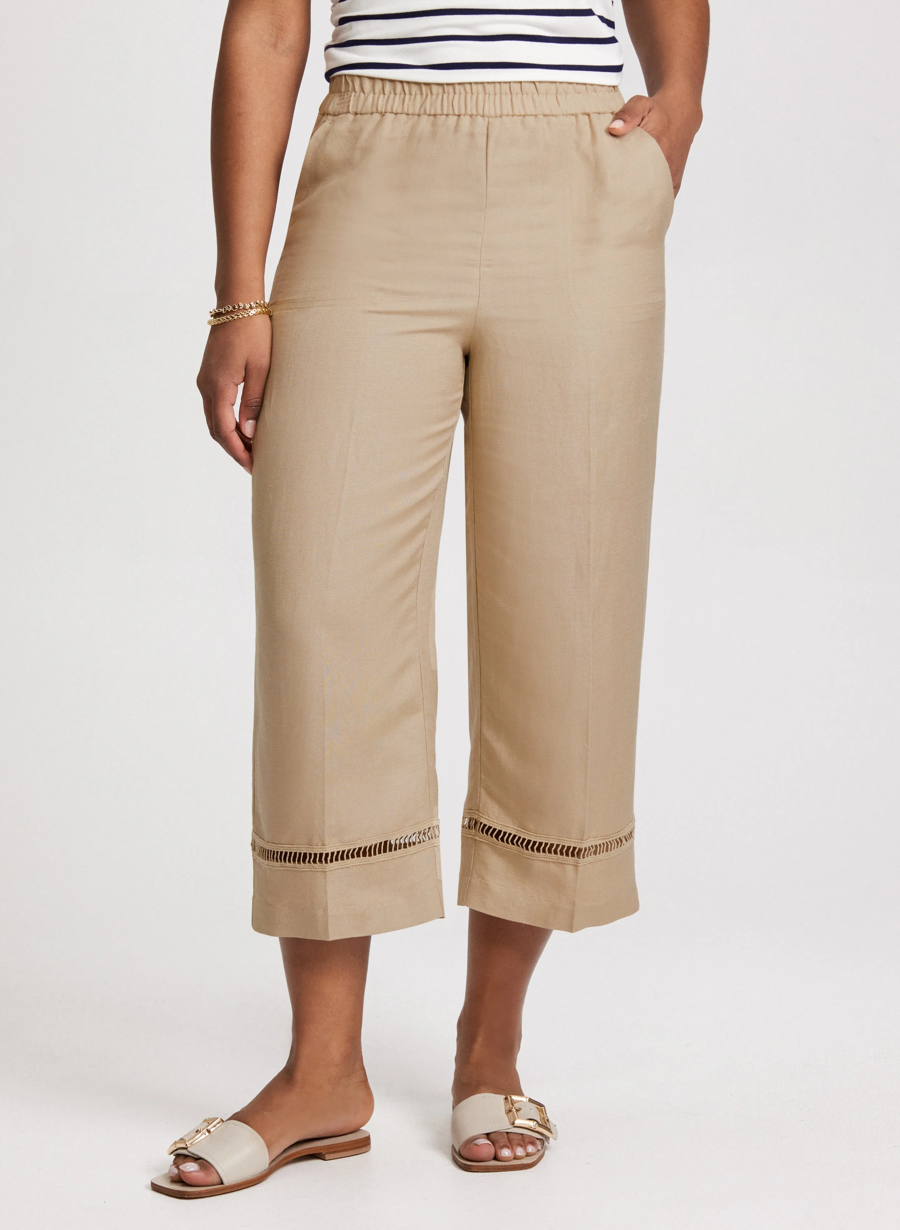 Wide Leg Linen-Blend Capris sold by Laura