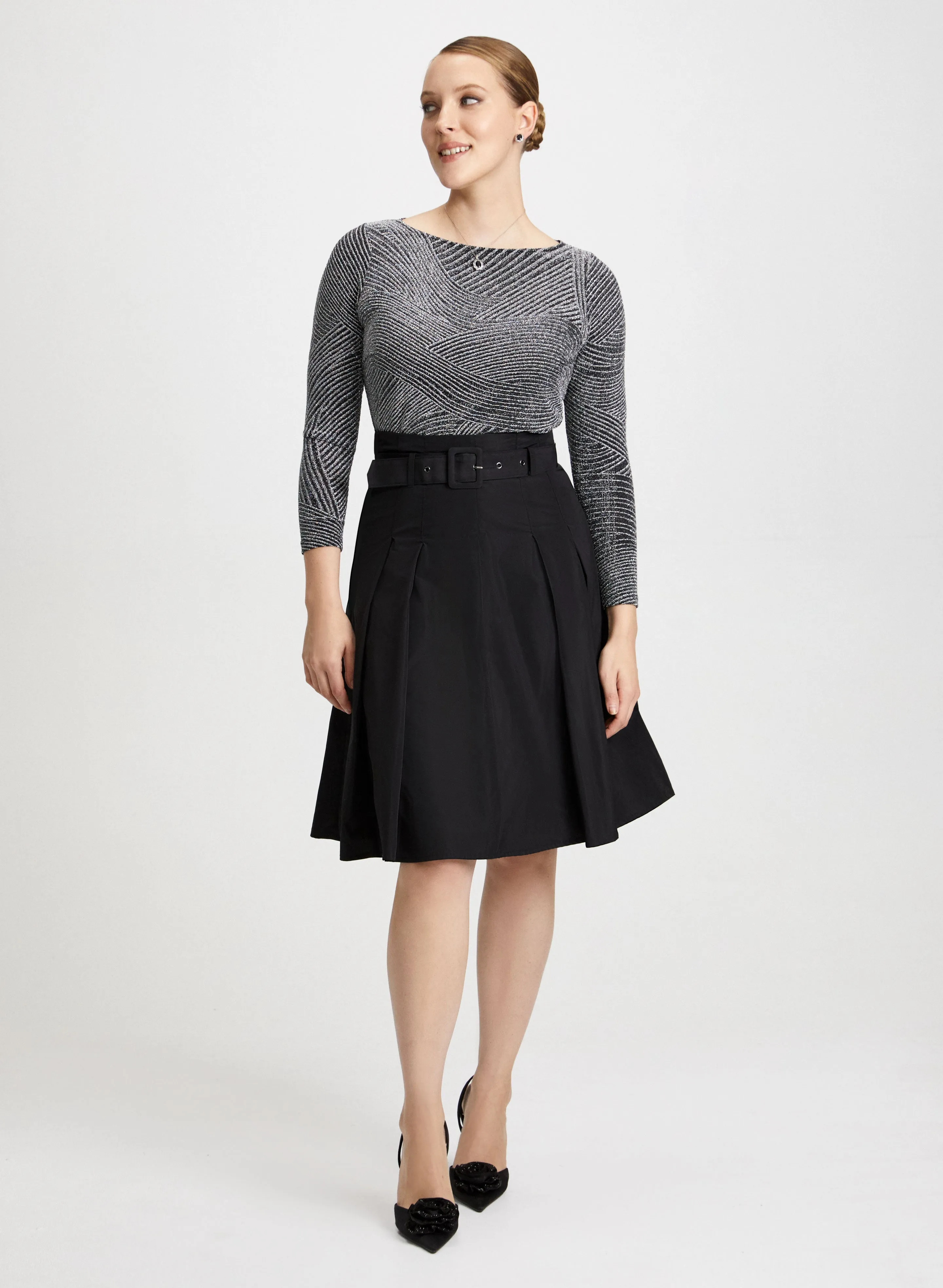 Curve Print Top & Flared Skirt sold by Laura