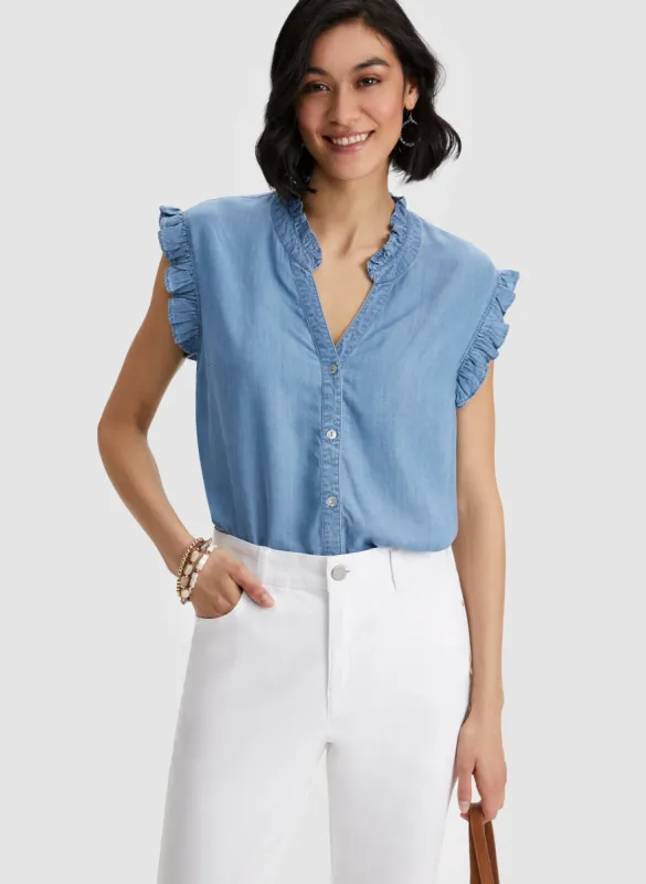 Ruffle Detail Tencel Blouse sold by Laura