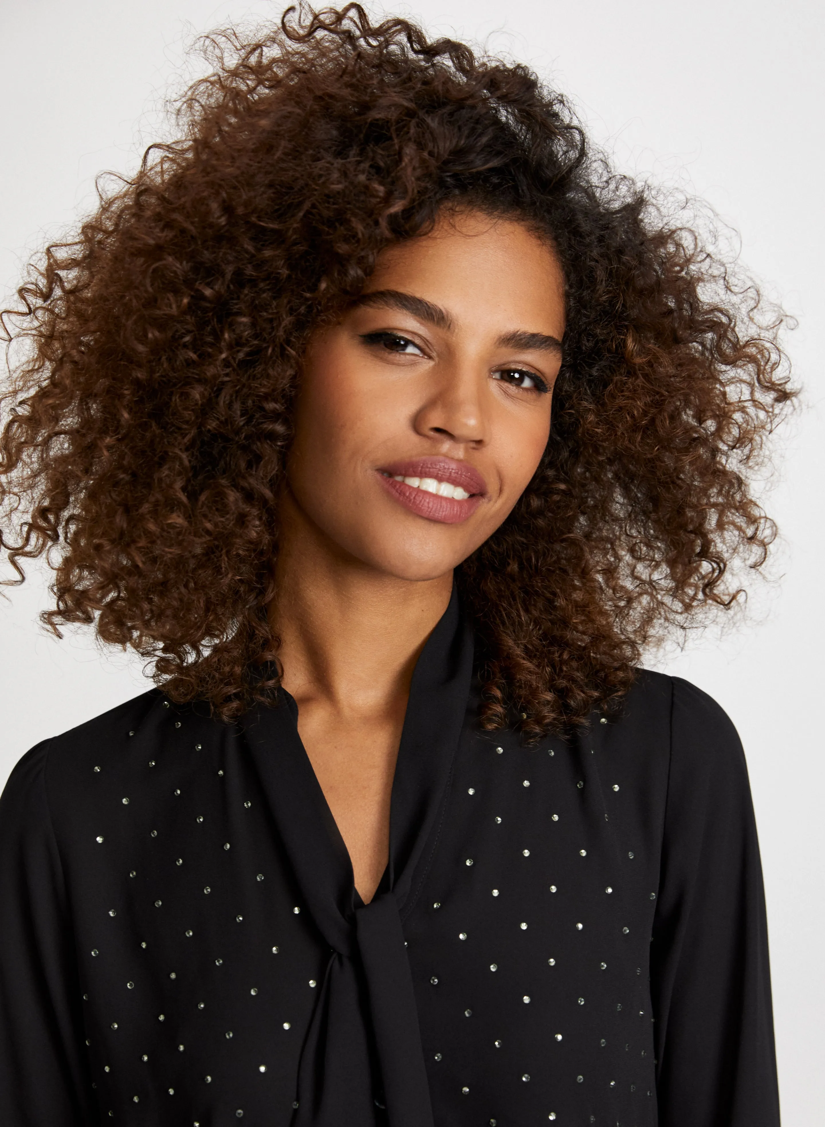 Tie Neck Rhinestone Detail Blouse sold by Laura product image thumbnail 2