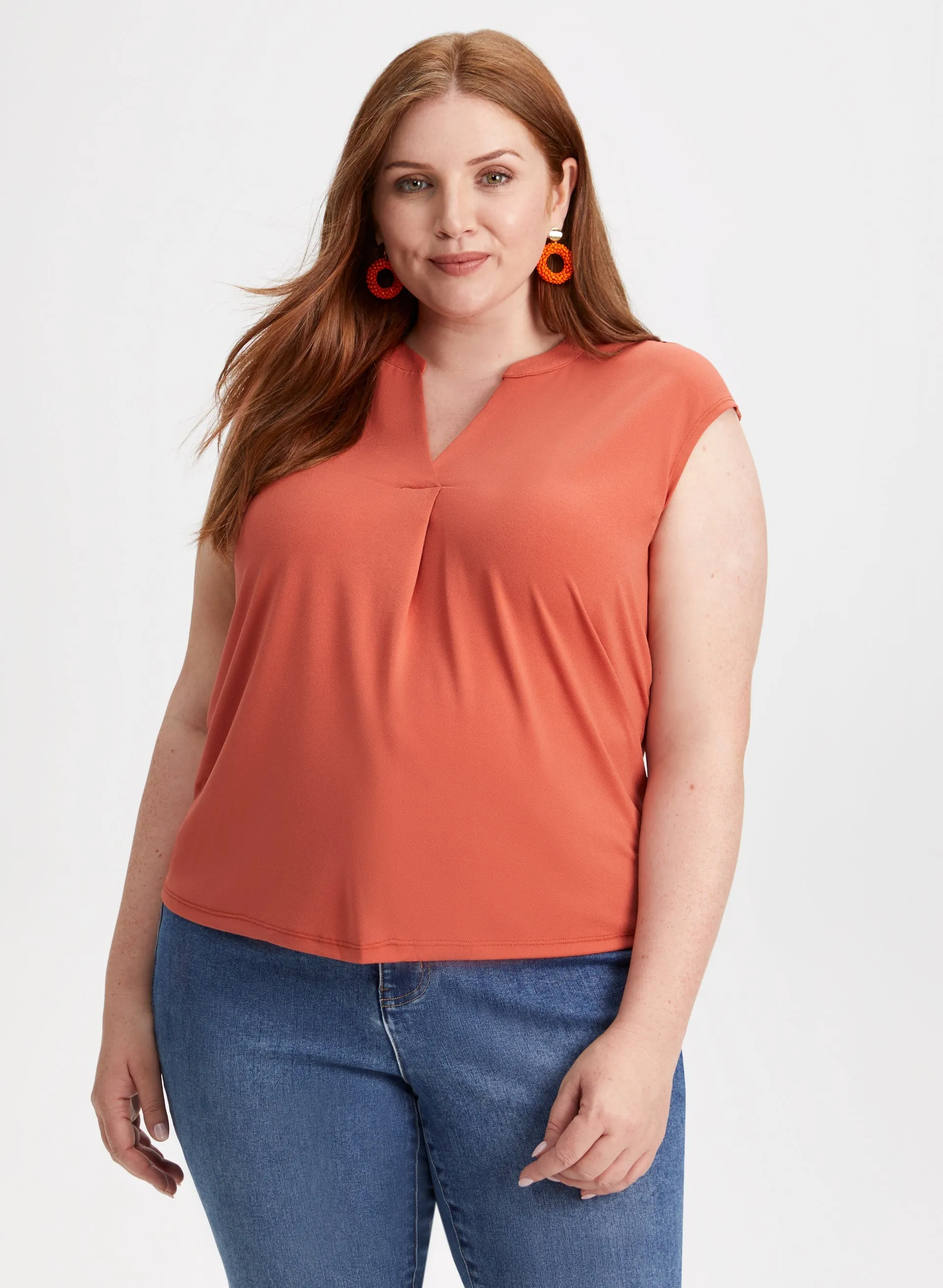 Split V-Neck Top sold by Laura