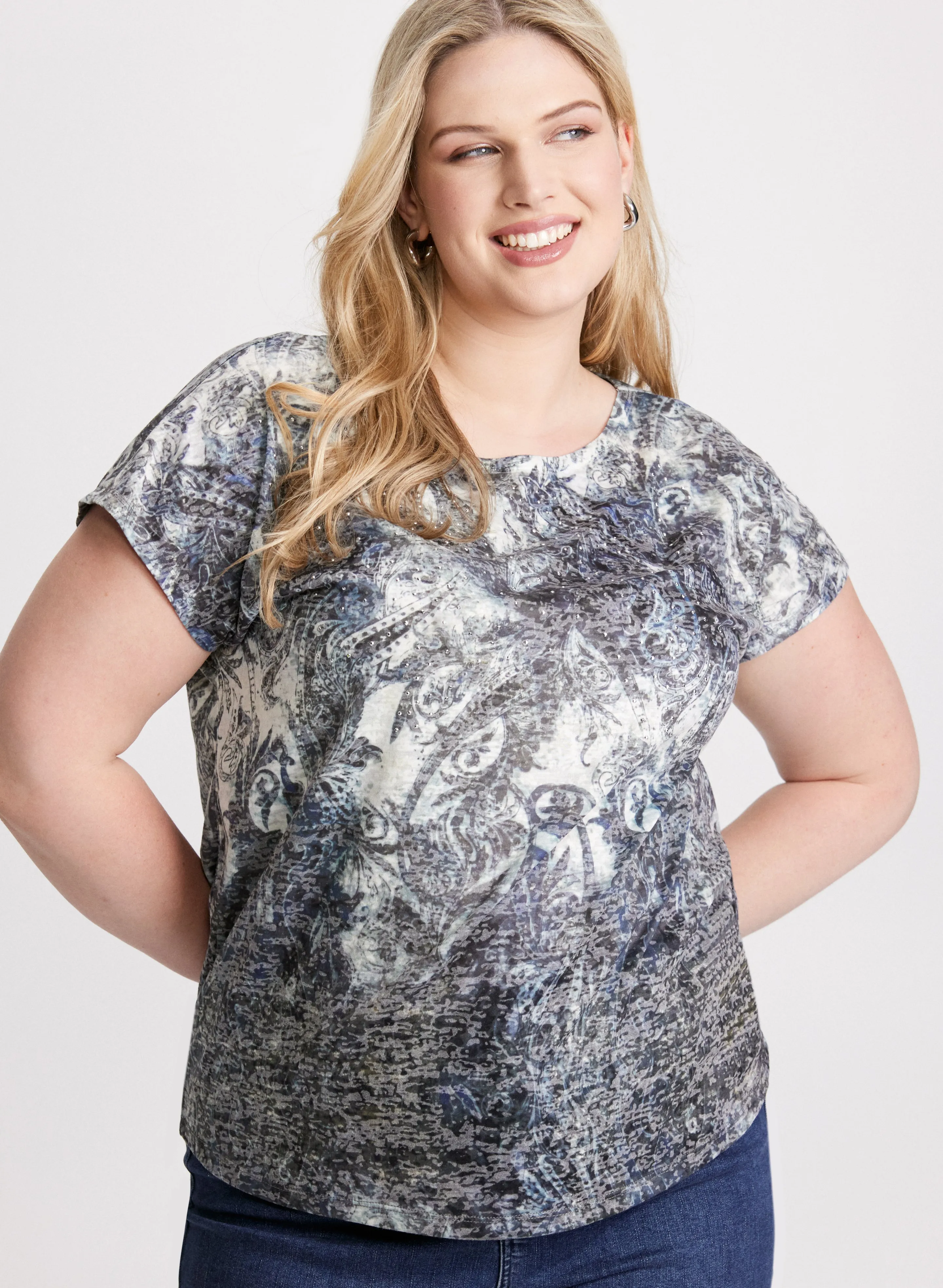 Paisley Print Burnout T-Shirt sold by Laura product image thumbnail 5