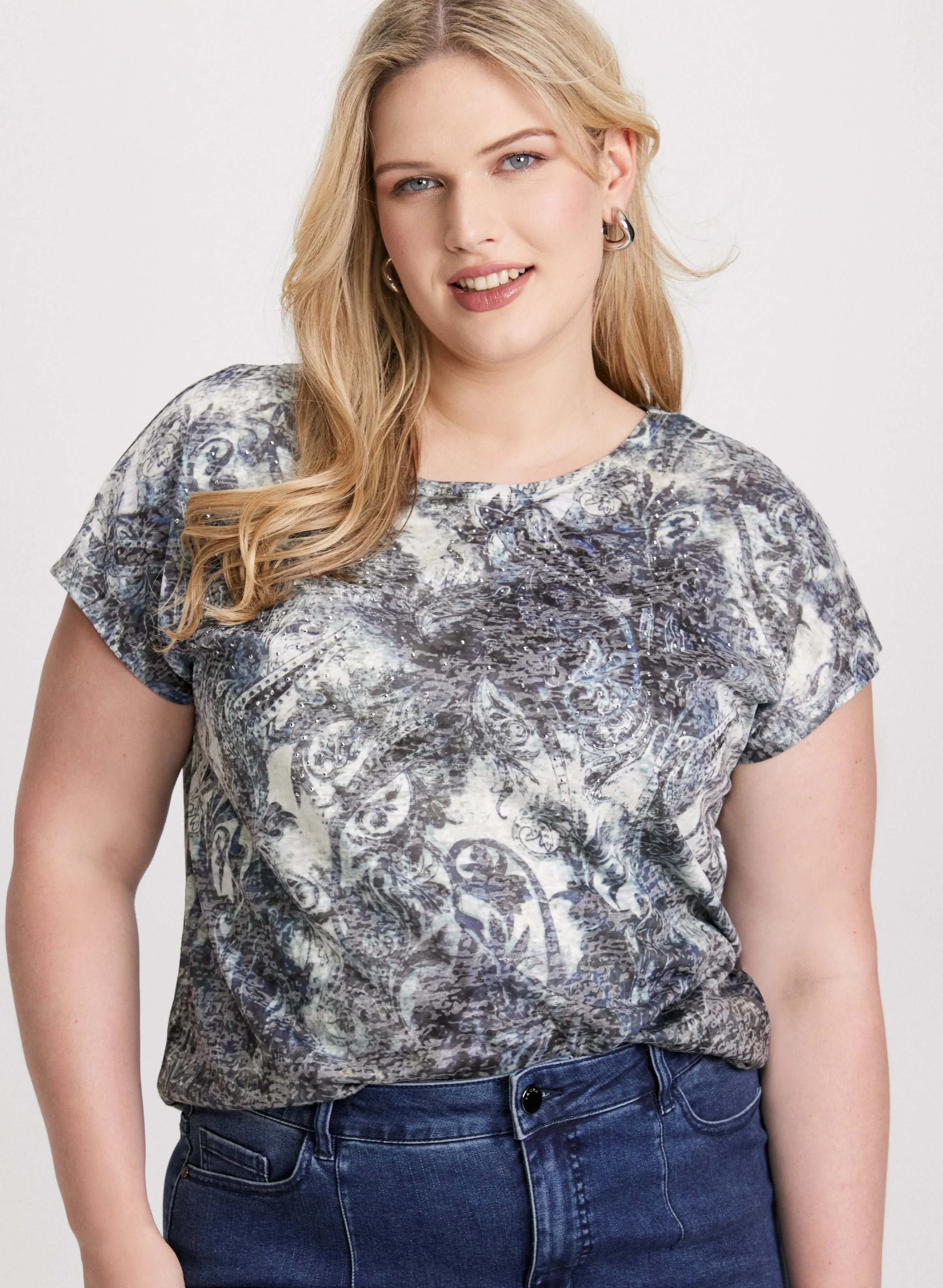 Paisley Print Burnout T-Shirt sold by Laura