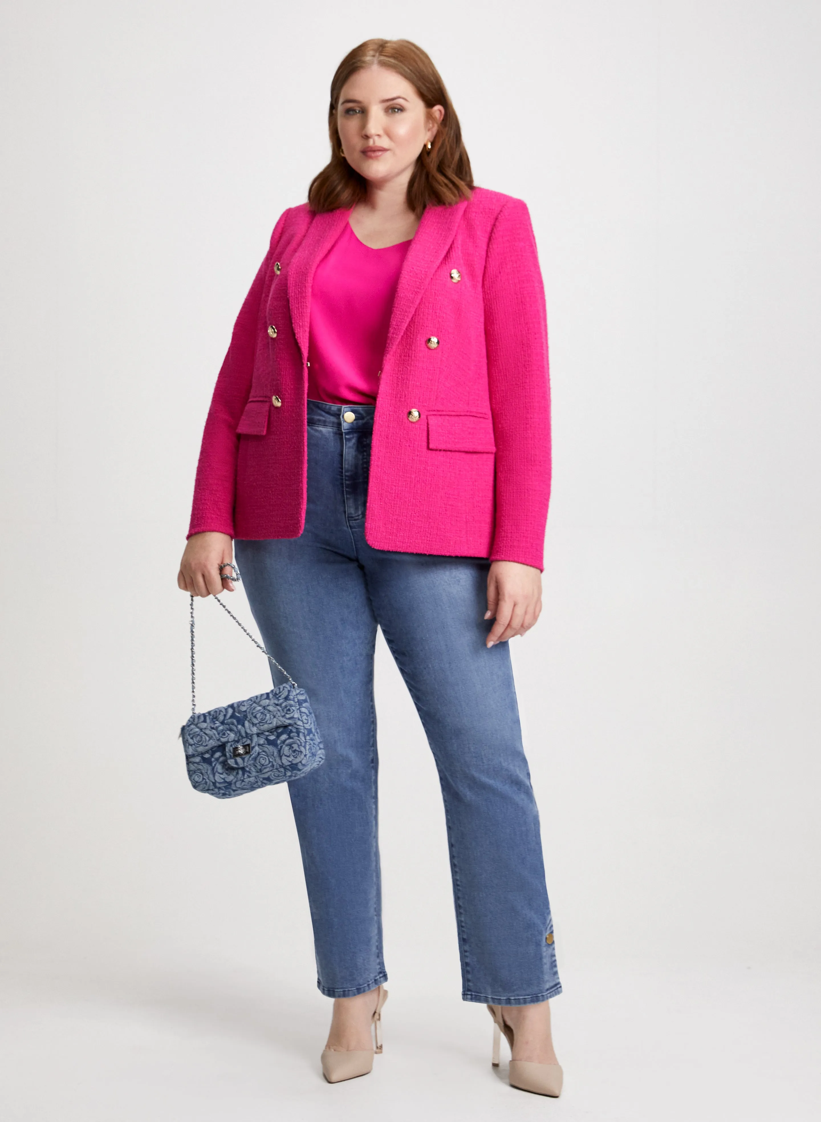 Bouclé Jacket & Straight Leg Jeans sold by Laura