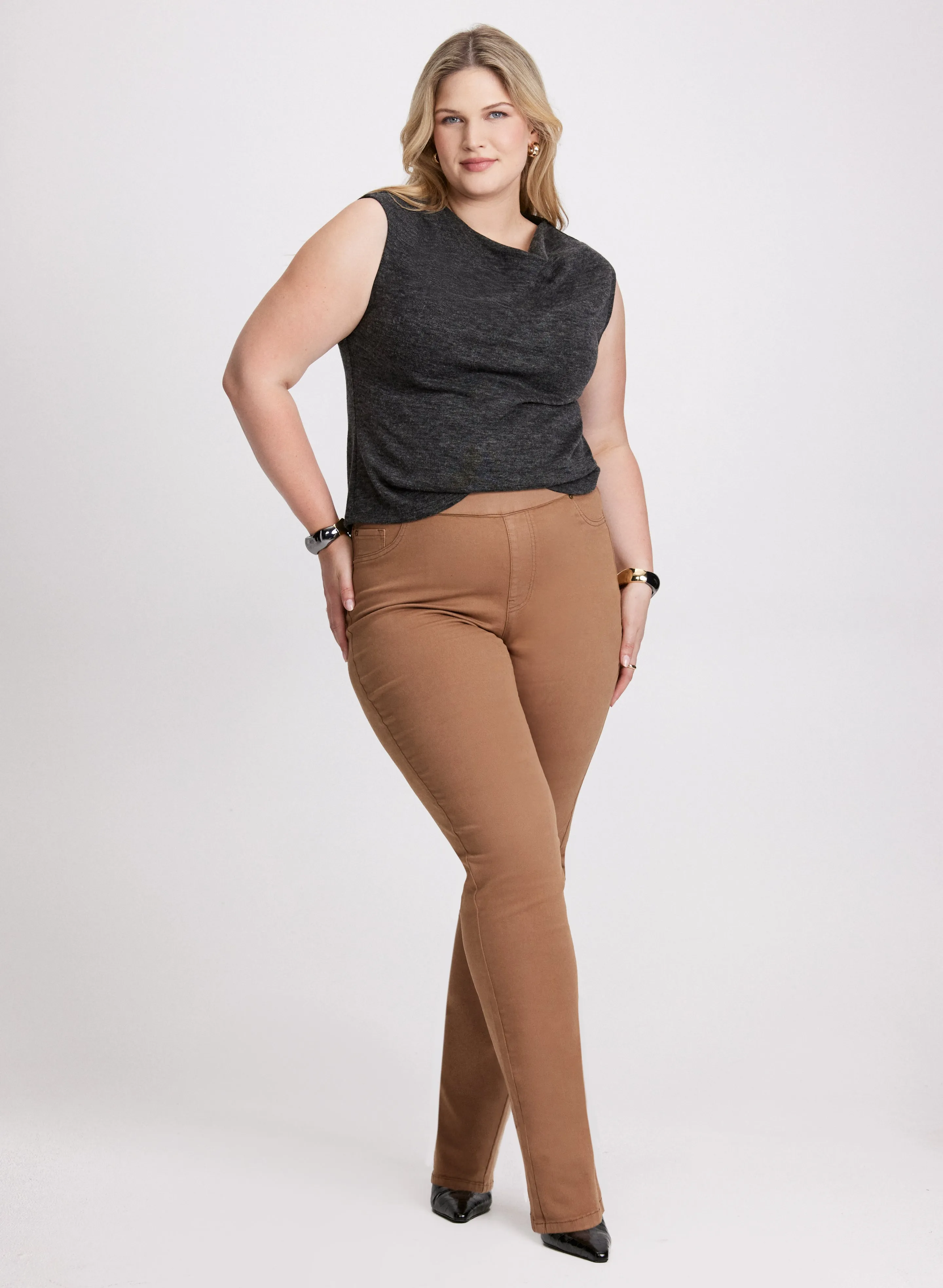 Funnel Neck Sleeveless Sweater & Straight Leg Jeans sold by Laura