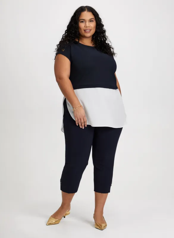 Decorative Buttons Colour Block Top & Bengaline Capris sold by Laura