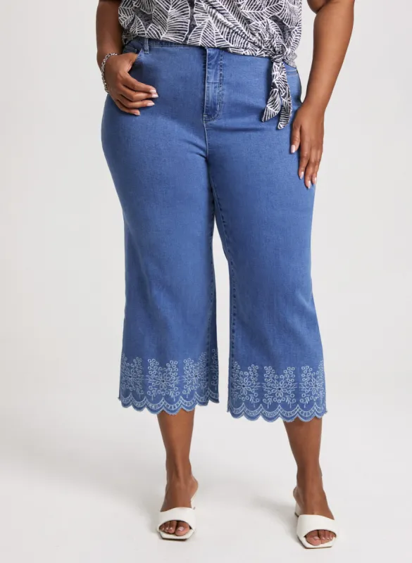 Embroidered Hem Culotte Jeans sold by Laura