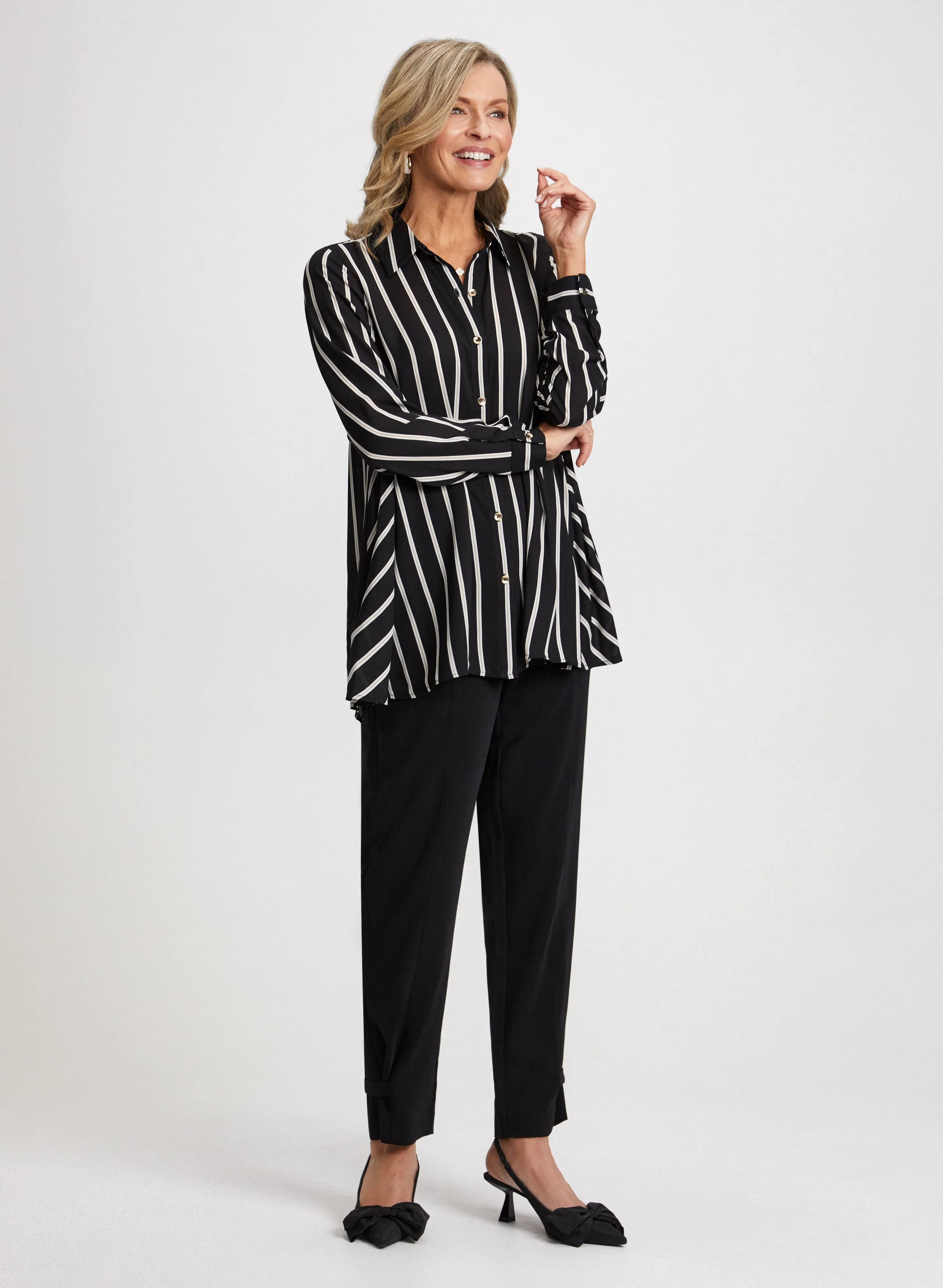 Stripe Print Blouse & Tapered Leg Pants sold by Laura