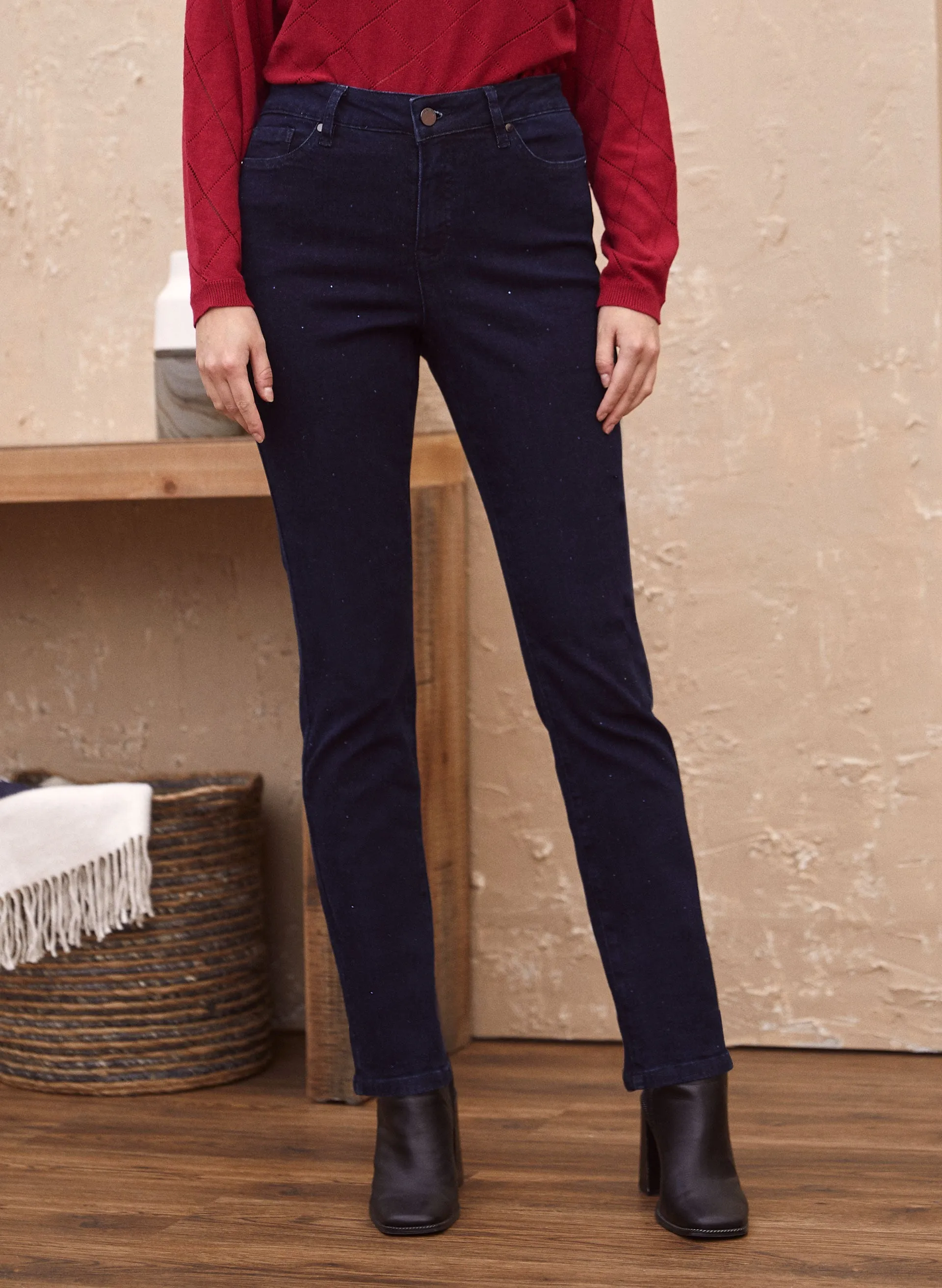 Rhinestone Appliqué Jeans sold by Laura