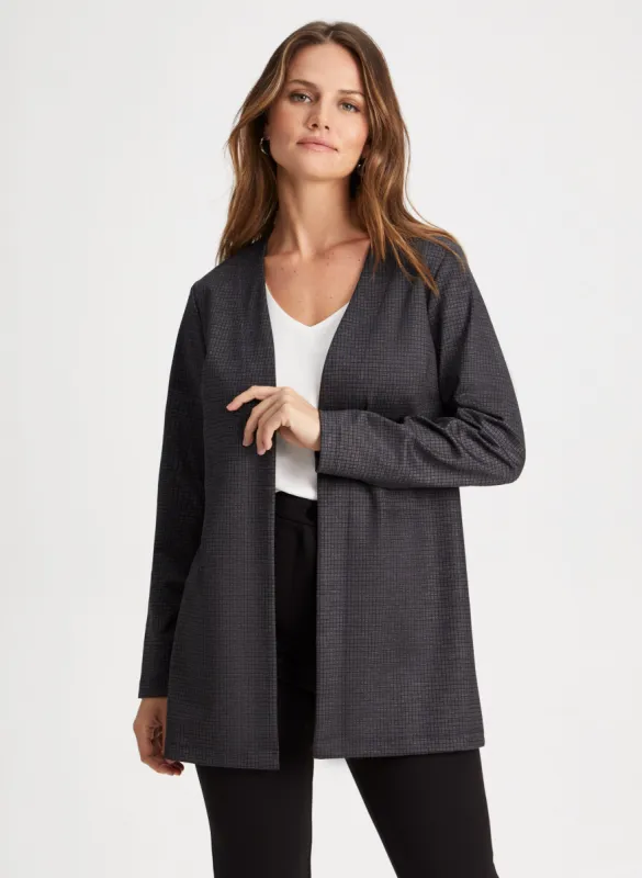 Checkered Print Open Front Jacket sold by Laura