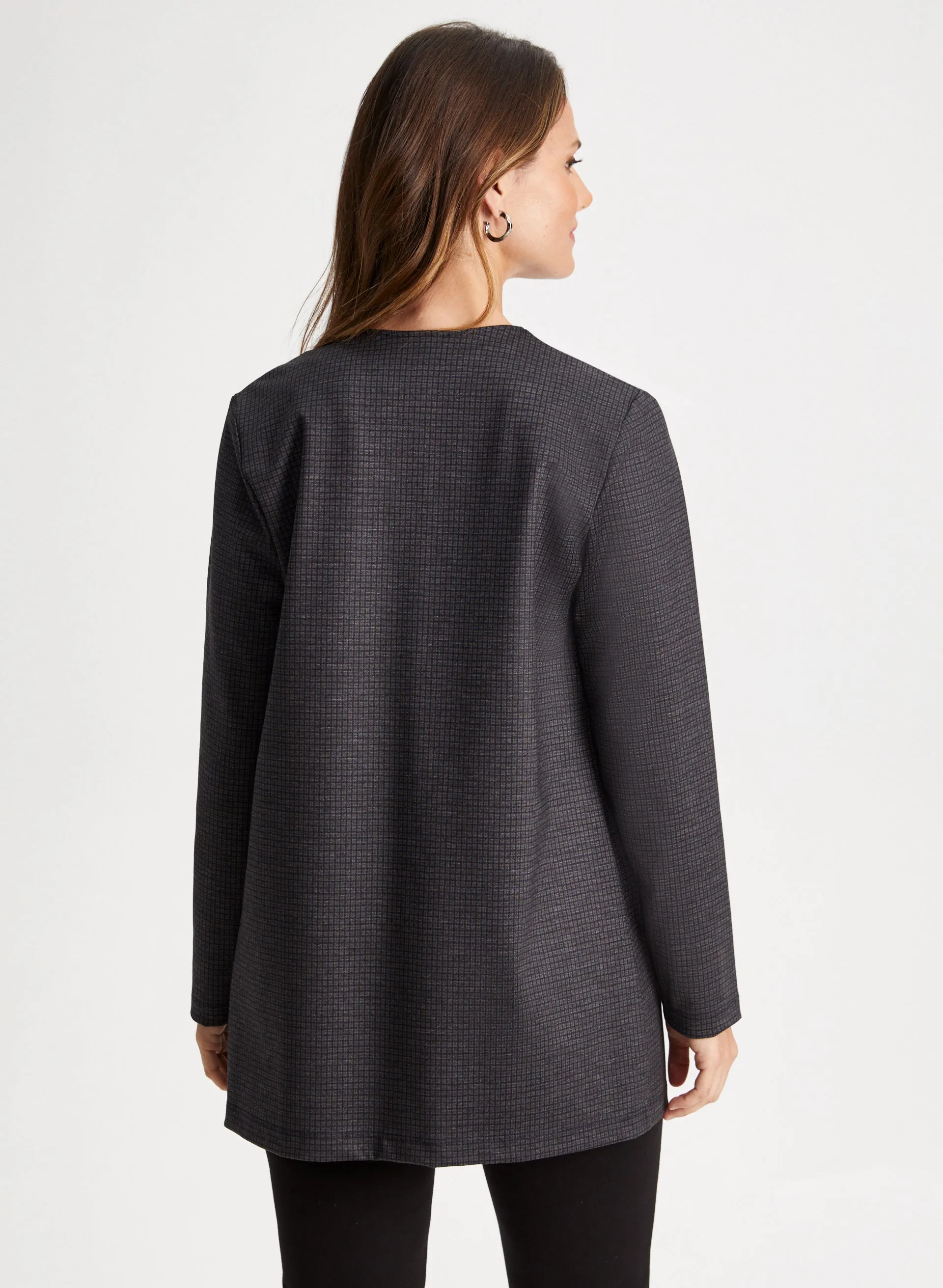 Checkered Print Open Front Jacket sold by Laura product image thumbnail 2