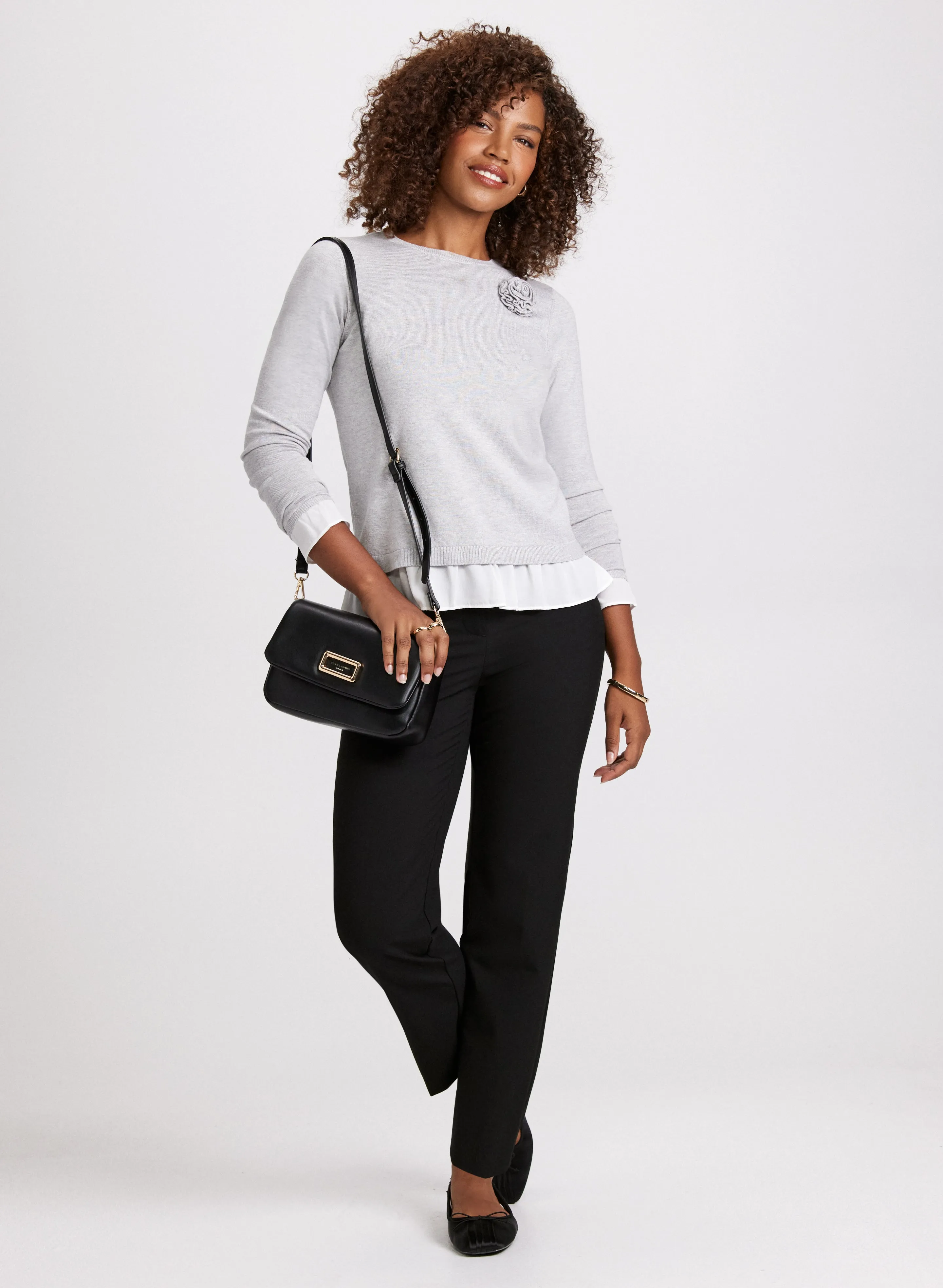 Rosette Detail Sweater & Straight Leg Pants sold by Laura