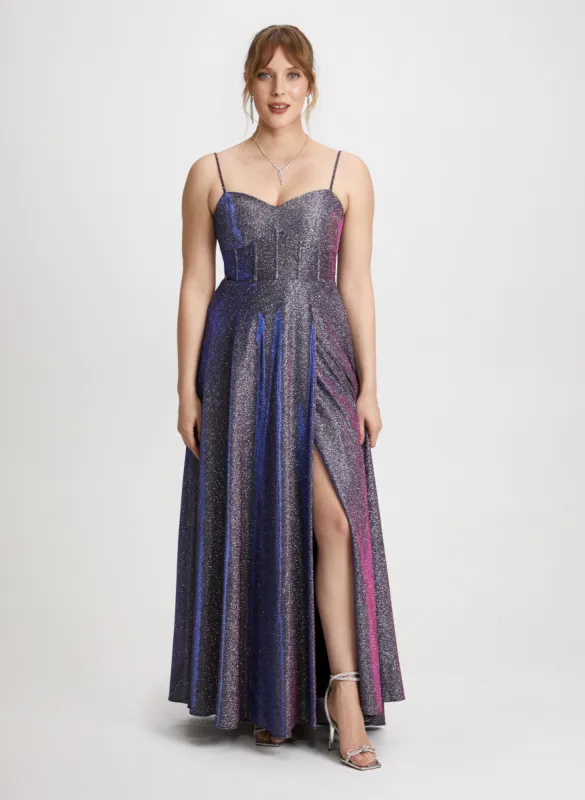 Metallic High Slit Dress made by Laura