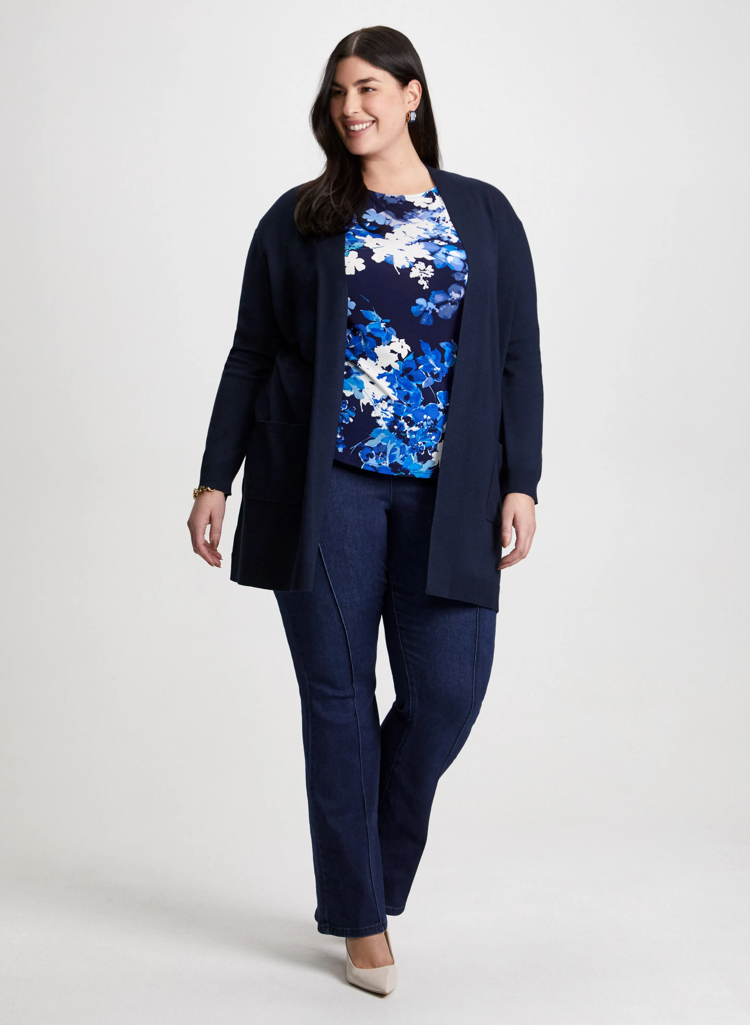 Medium-Length Cardigan & Bootcut Jeans sold by Laura