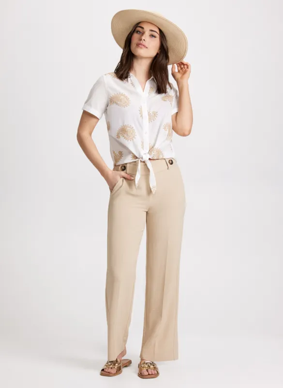 Paisley Embroidery Blouse & Wide-Leg Crepe Pants sold by Laura