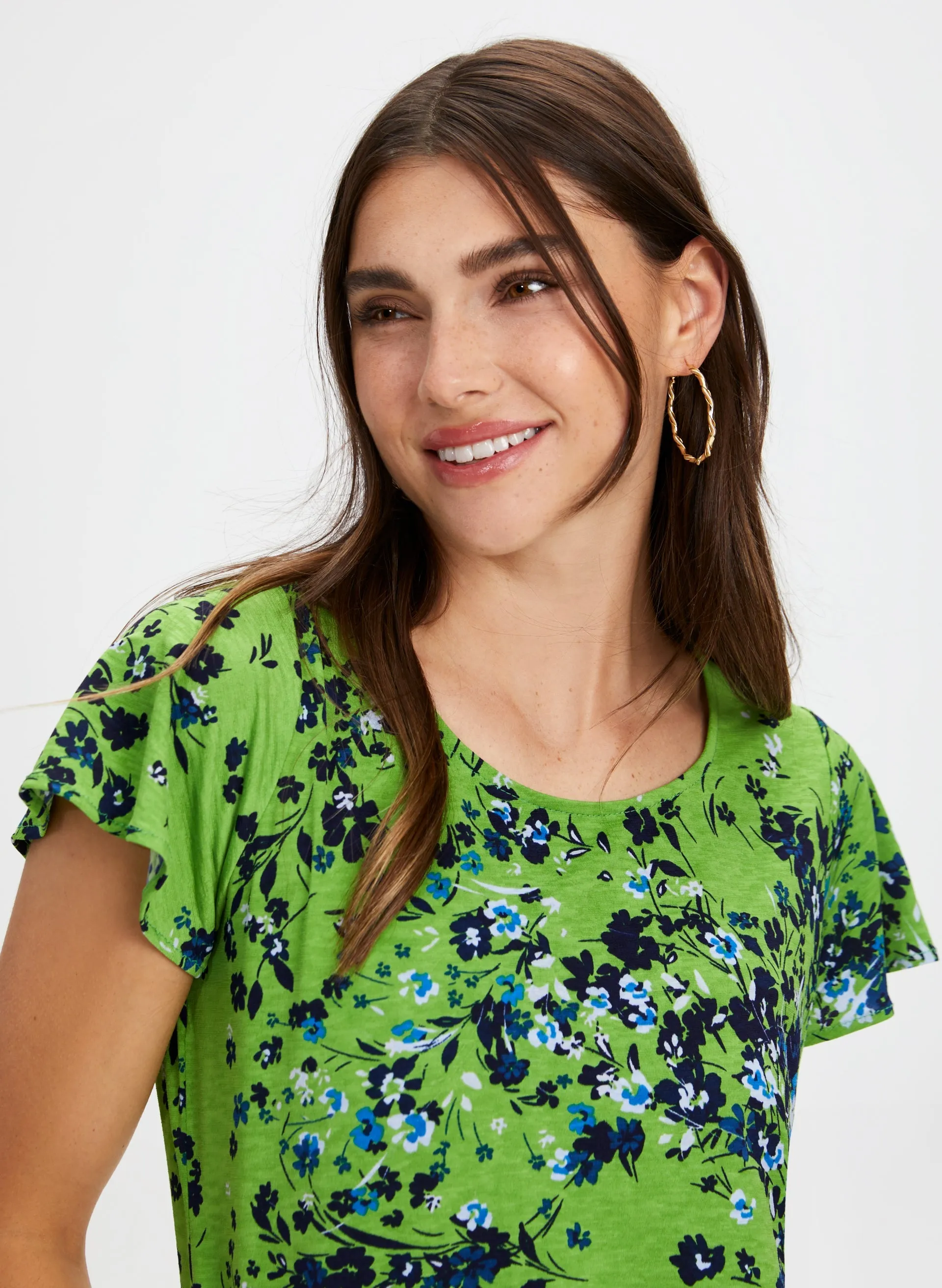 Floral Print Ruffle Sleeve Top sold by Laura product image thumbnail 2