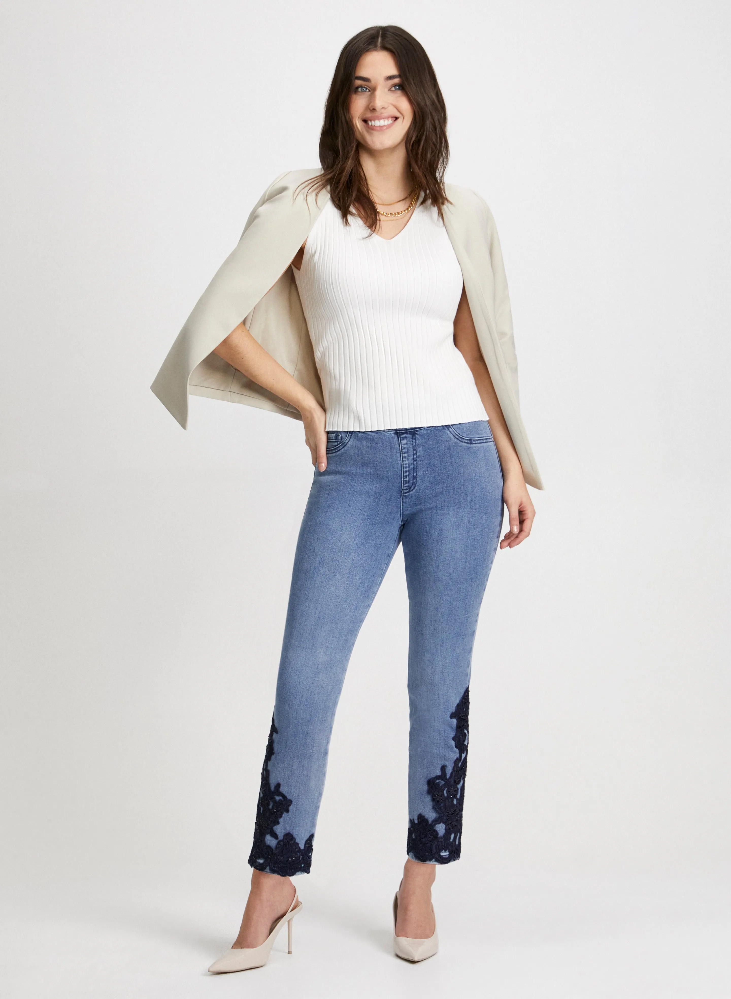 Embroidered Slim Leg Jeans sold by Laura product image thumbnail 3