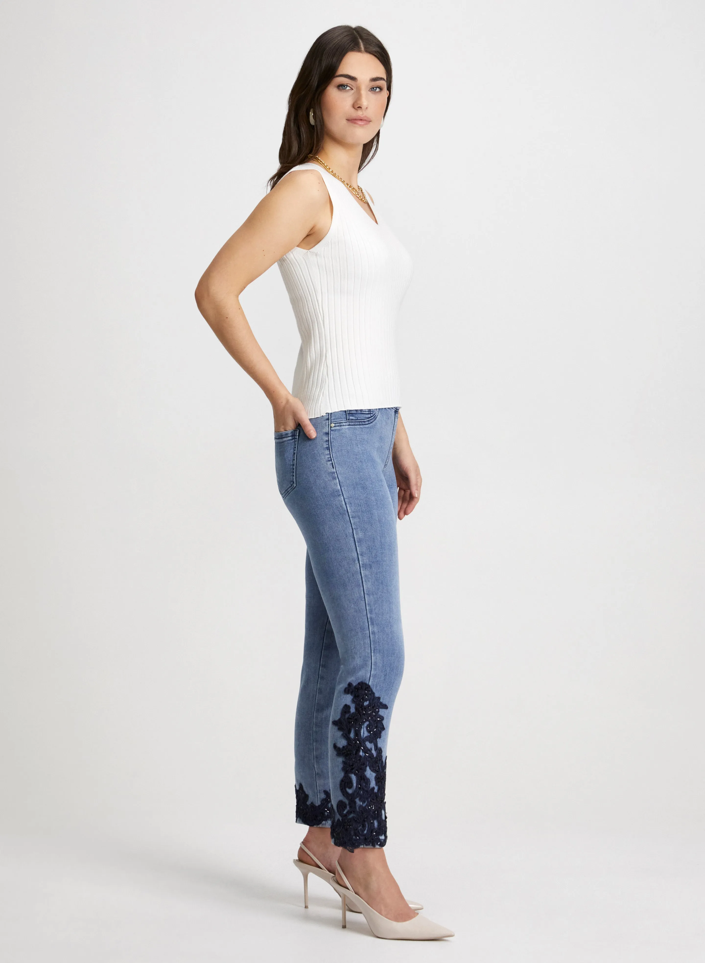 Embroidered Slim Leg Jeans sold by Laura product image thumbnail 4