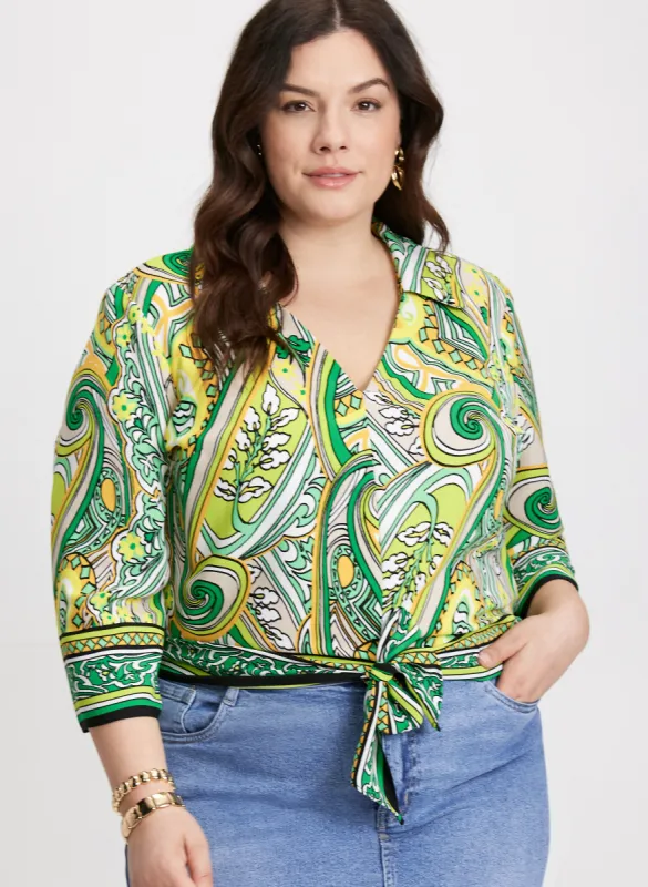 Joseph Ribkoff - Tie-Waist Printed Blouse sold by Laura