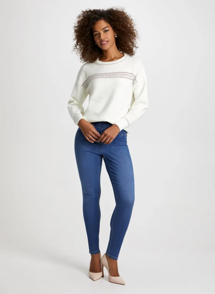 Pearl Embellished Sweater & Jeans sold by Laura