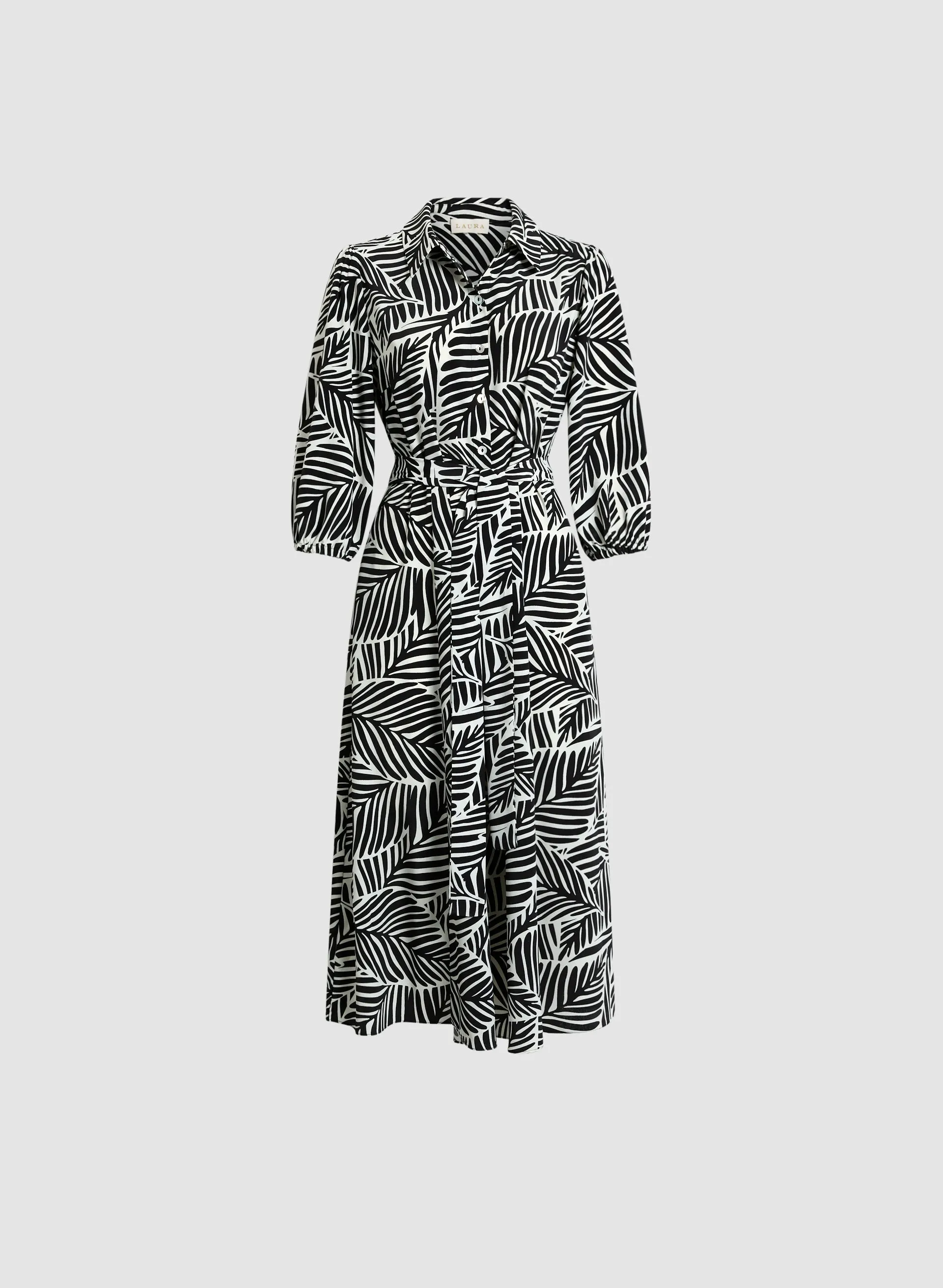 Palm Print Shirt Dress sold by Laura product image thumbnail 5