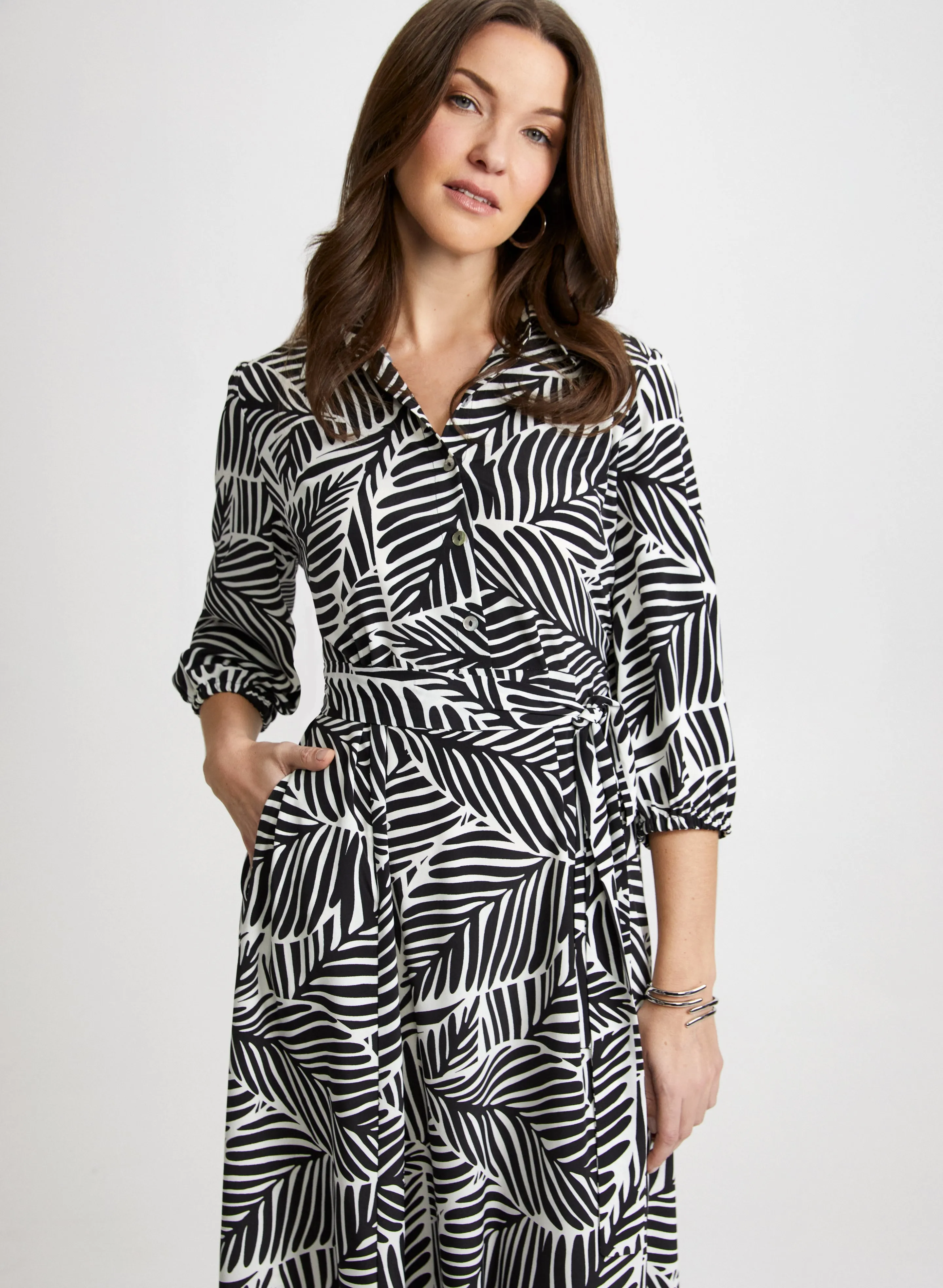 Palm Print Shirt Dress sold by Laura product image thumbnail 4
