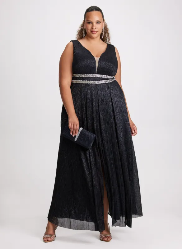 V-Neck Rhinestone Waist Dress sold by Laura