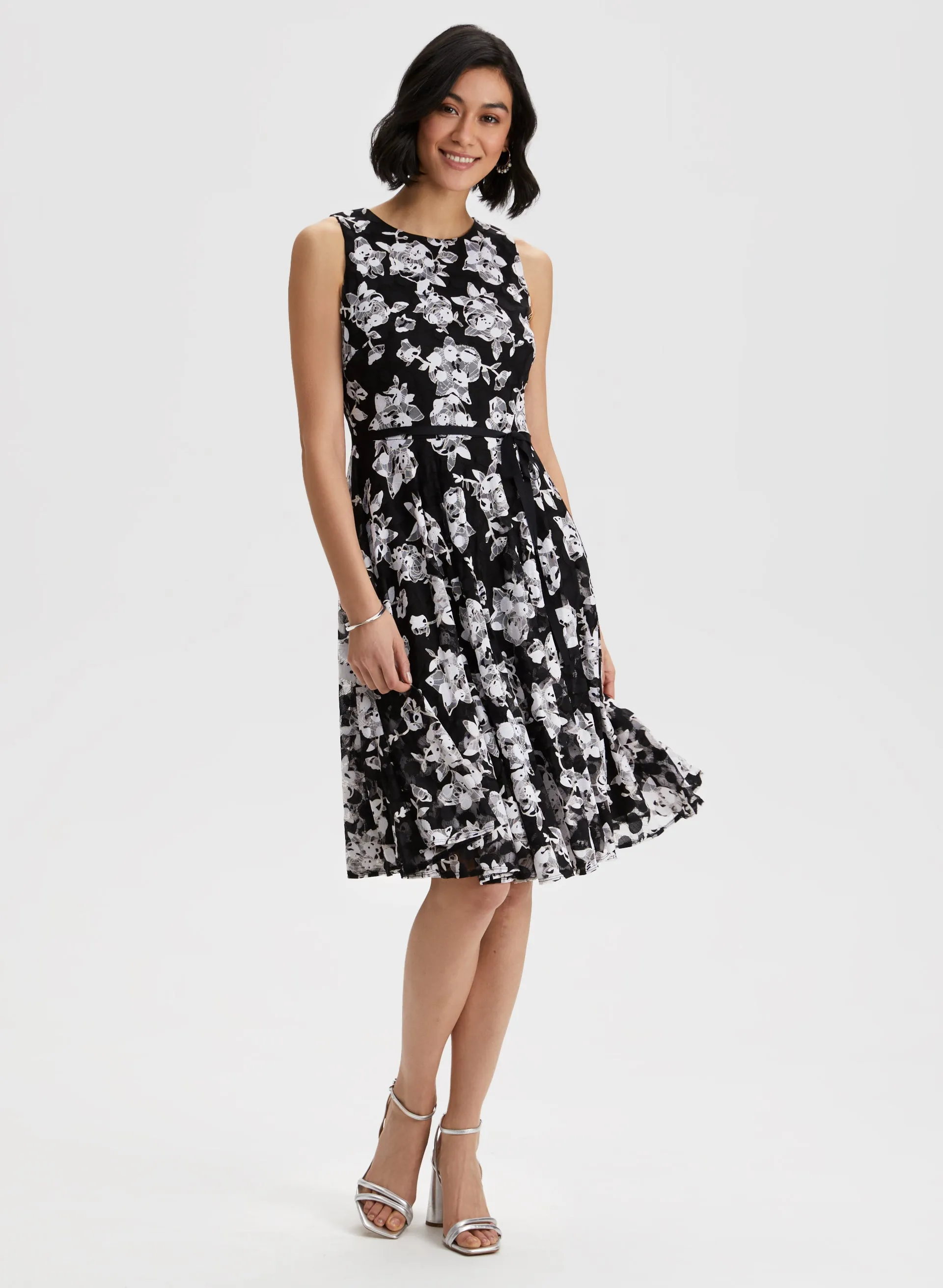 Floral Print Ribbon Belt Dress sold by Laura