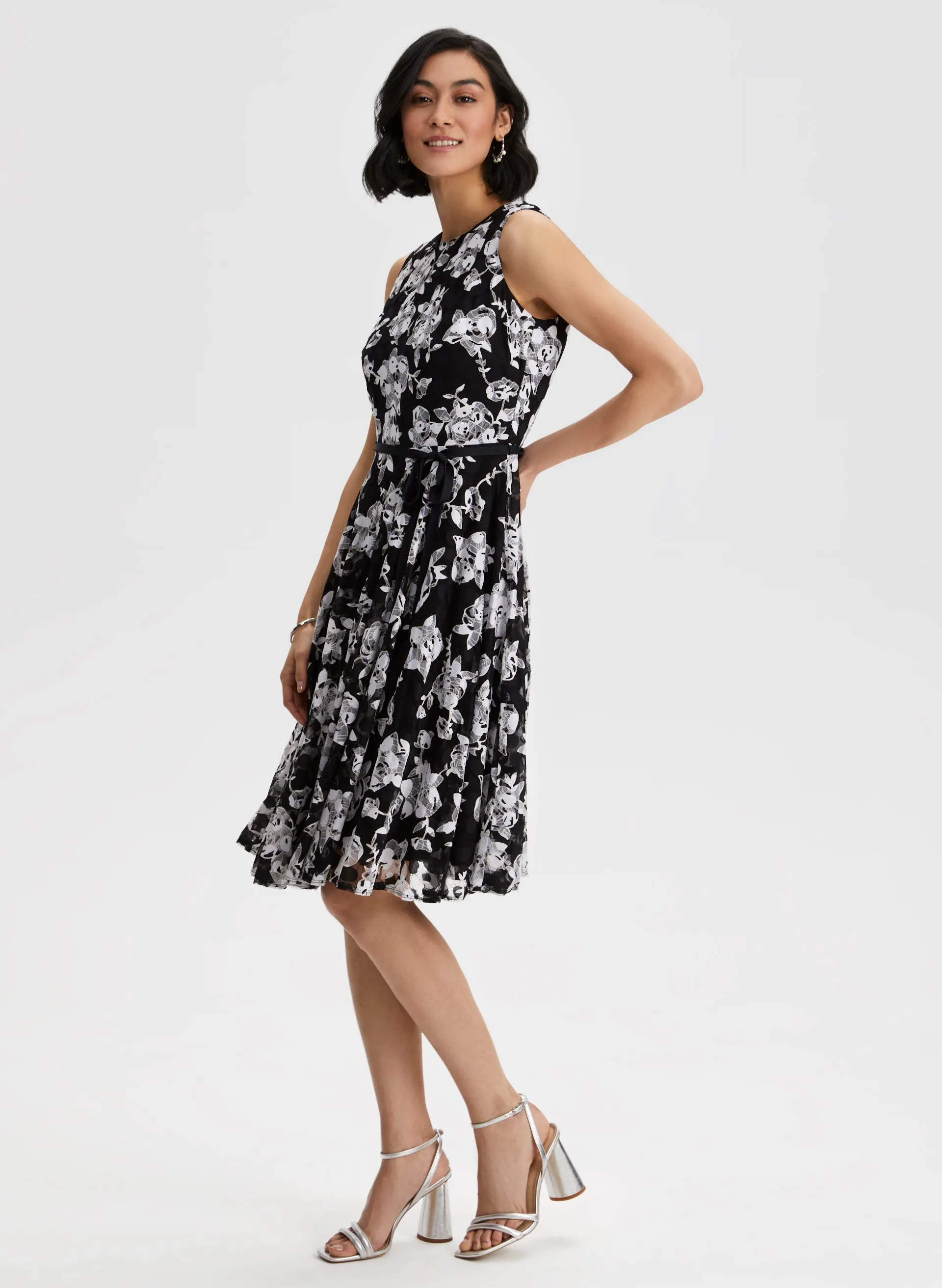 Floral Print Ribbon Belt Dress sold by Laura product image thumbnail 3
