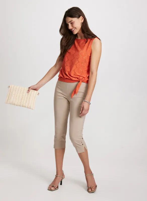 Eyelet Top & Decorative Button Capris sold by Laura