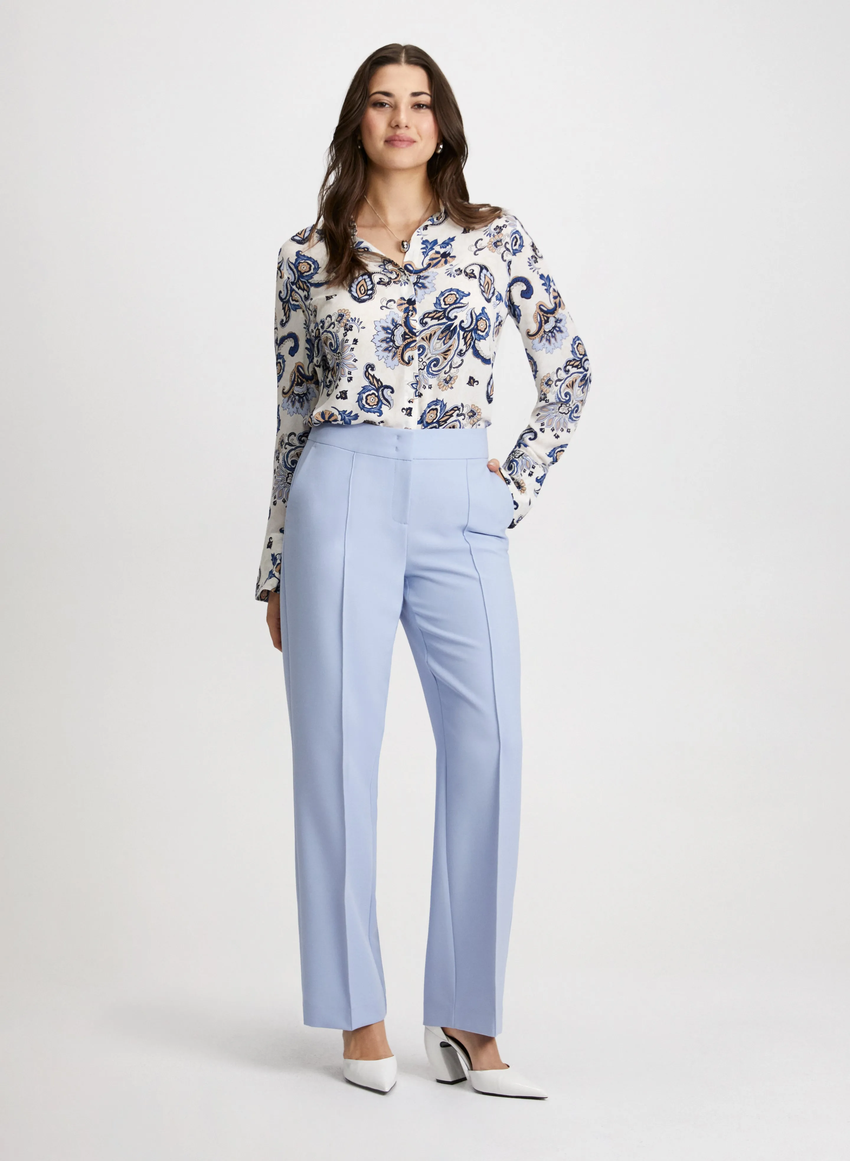 Long Sleeve Button-Down Blouse & Modern Wide-Leg Pants sold by Laura