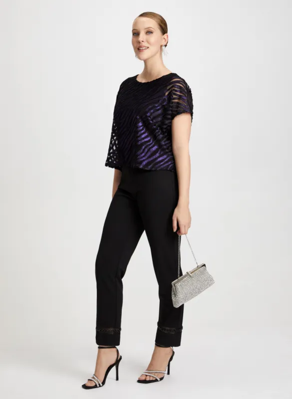 Pearl Detail Pants & Zebra Print Top sold by Laura